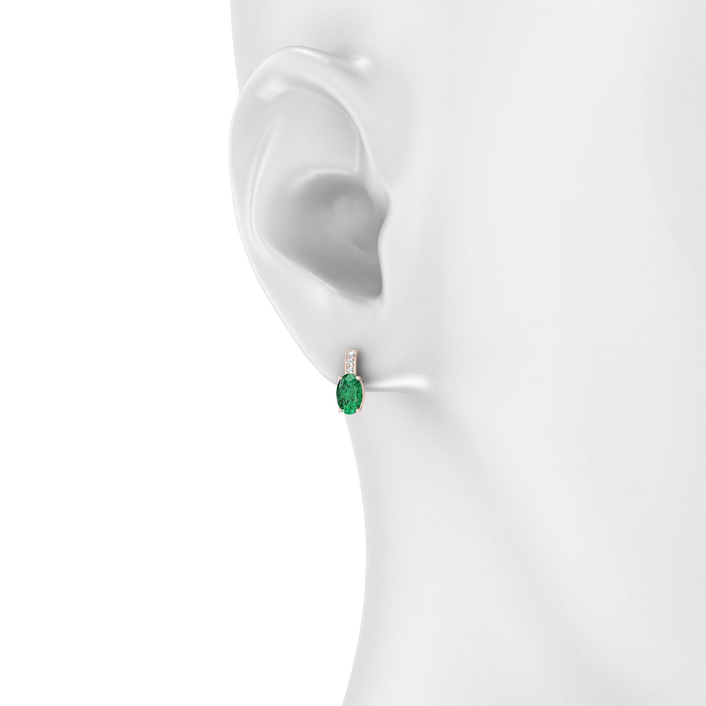 Exquisite | 18k Rose Gold 6 x 4 mm Oval Emerald Earrings