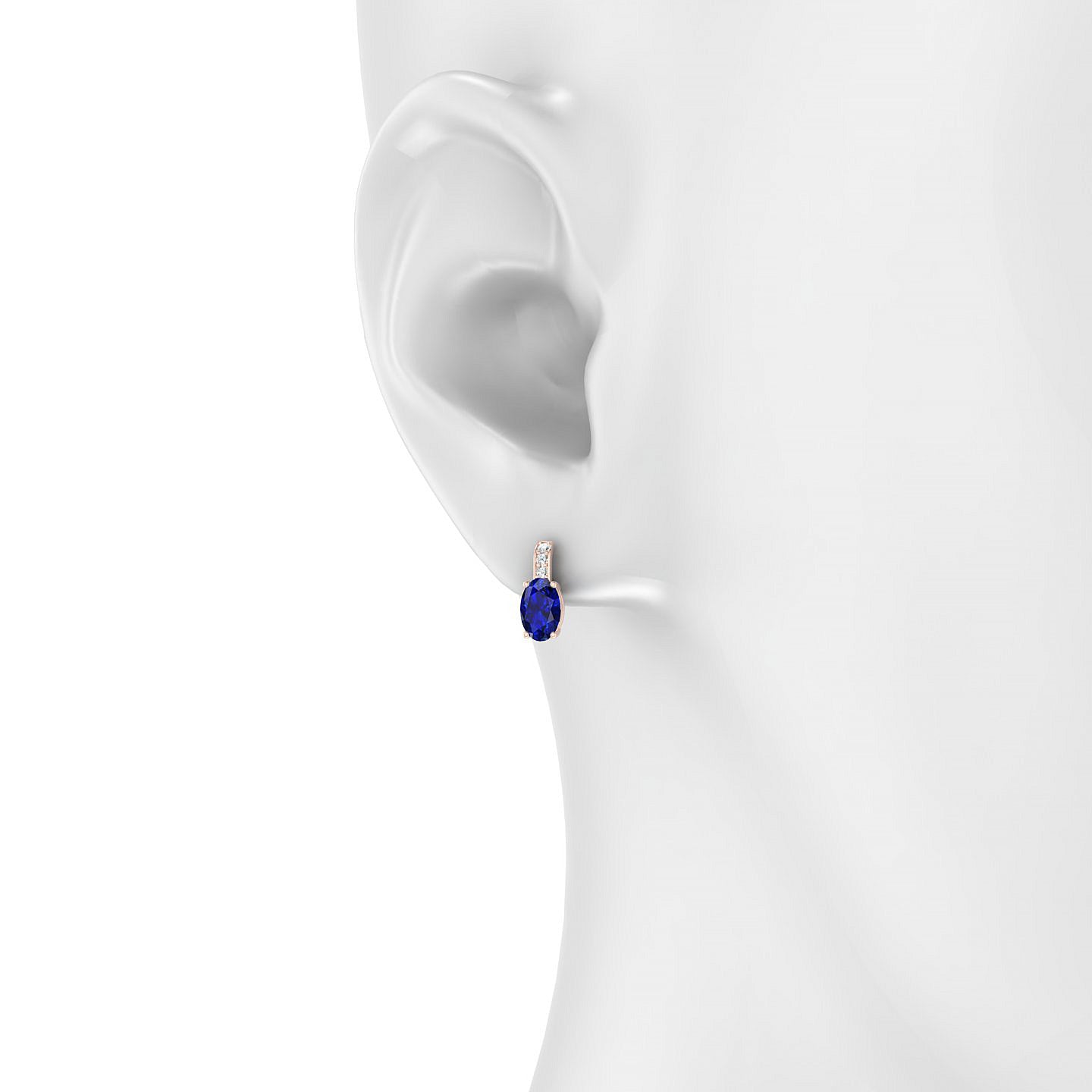 Exquisite | 18k Rose Gold 6 x 4 mm Oval Sapphire Earrings