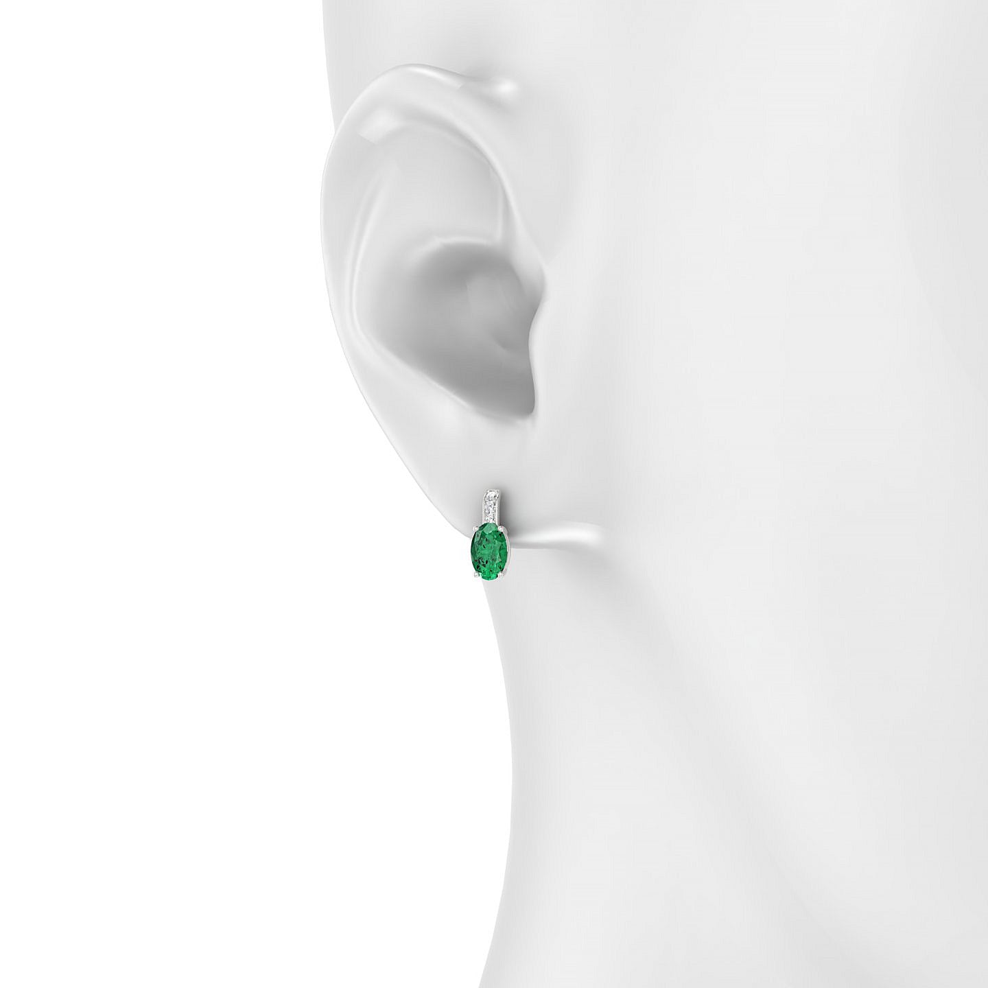 Exquisite | 18k White Gold 6 x 4 mm Oval Emerald Earrings
