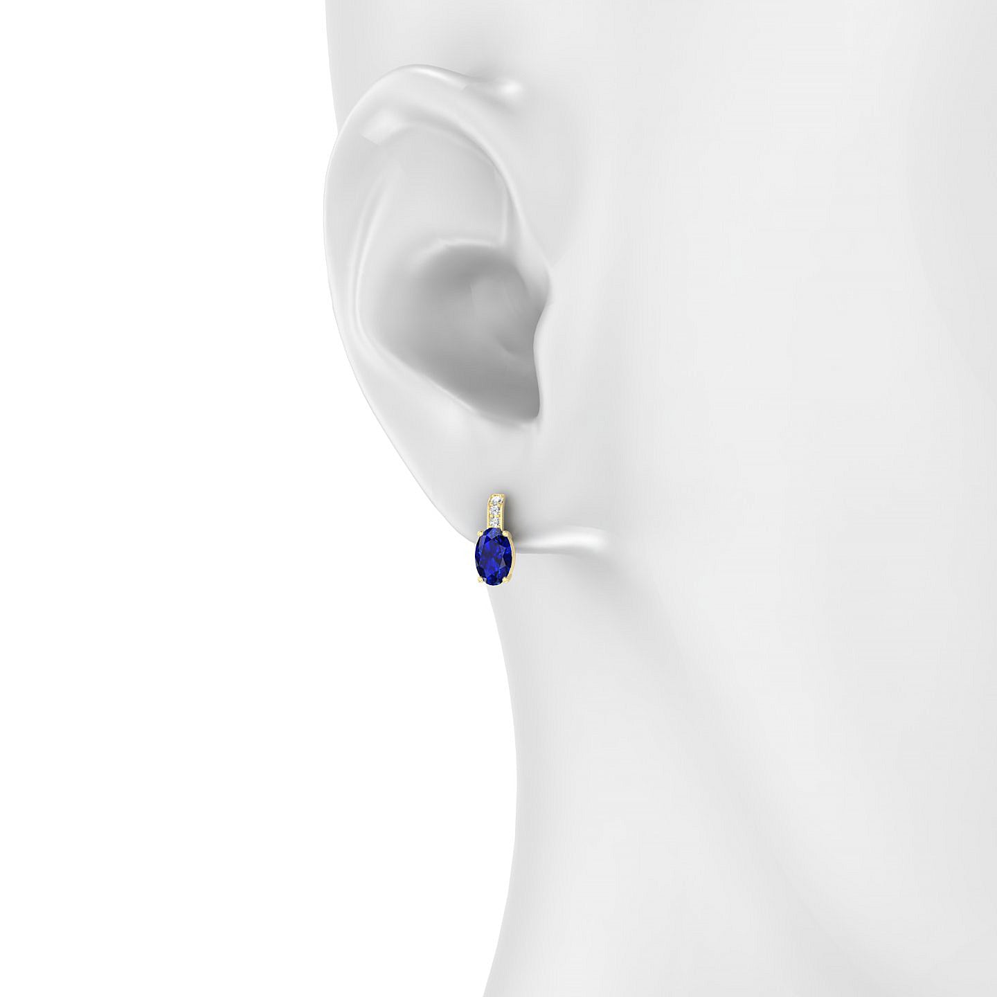 Exquisite | 18k Yellow Gold 6 x 4 mm Oval Sapphire Earrings