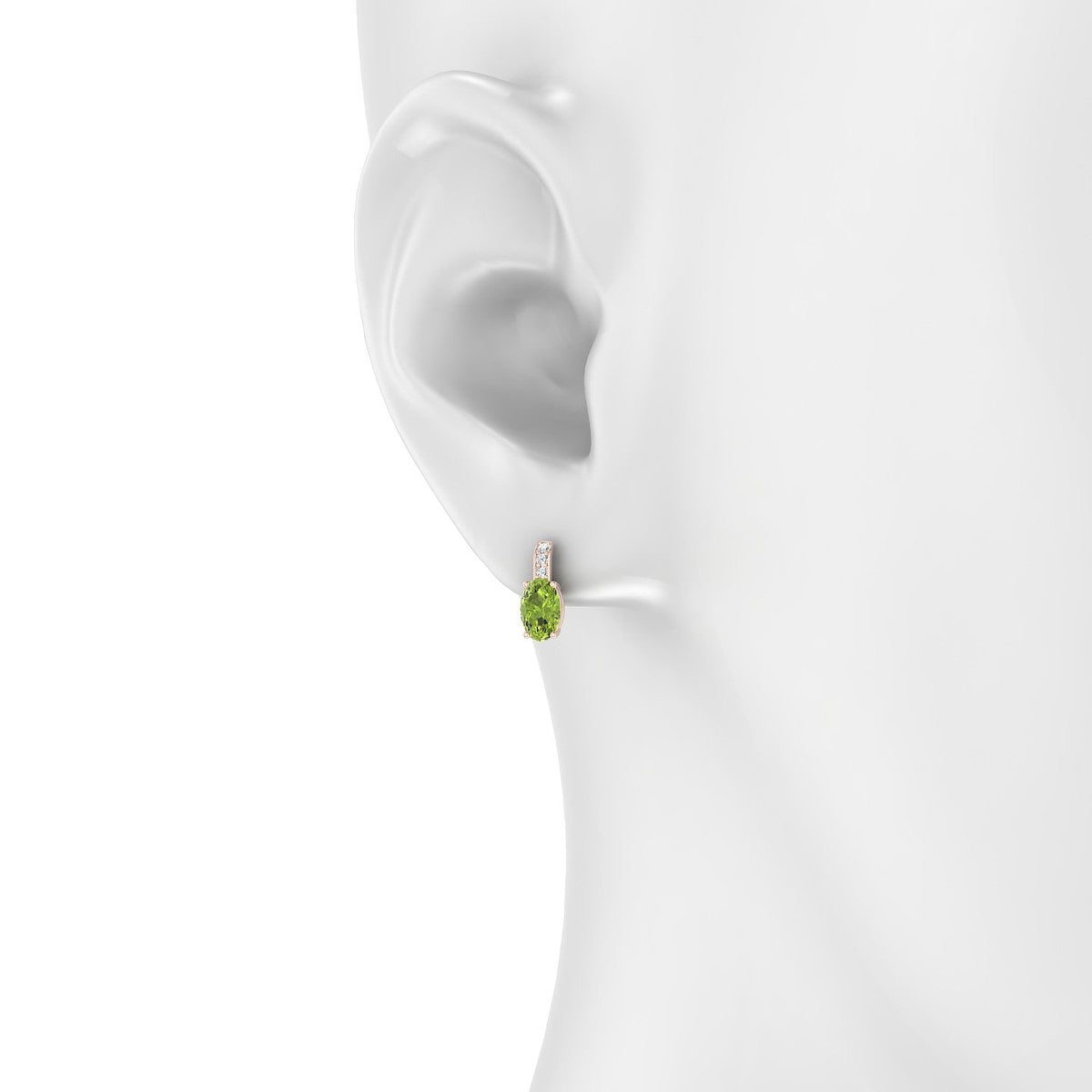 Exquisite | 18k Rose Gold 6 x 4 mm Oval Peridot Earrings