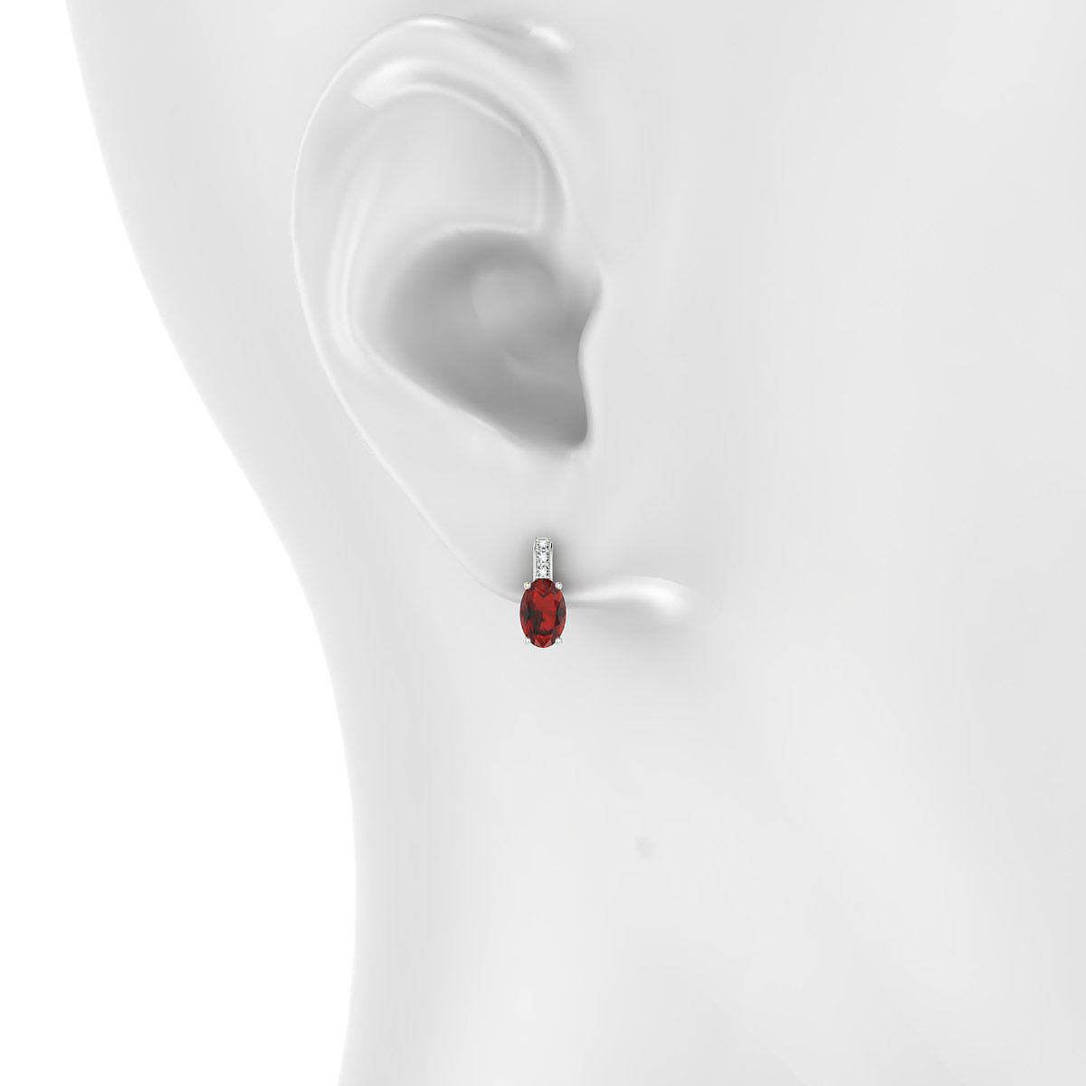 Exquisite | 18k White Gold 6 x 4 mm Oval Garnet Earrings