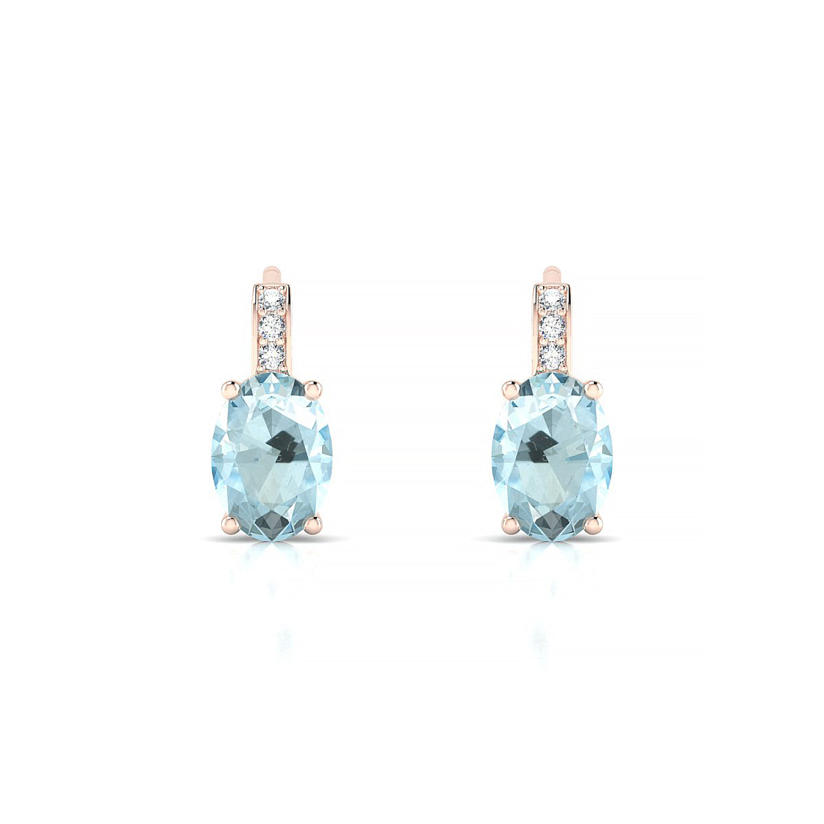 Exquisite | 18k Rose Gold 7 x 5 mm Oval Aquamarine Earrings