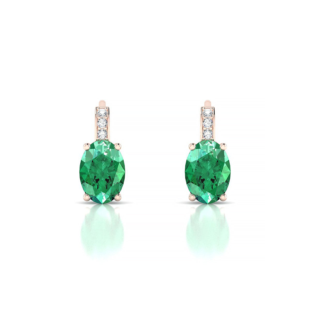 Exquisite | 18k Rose Gold 7 x 5 mm Oval Emerald Earrings
