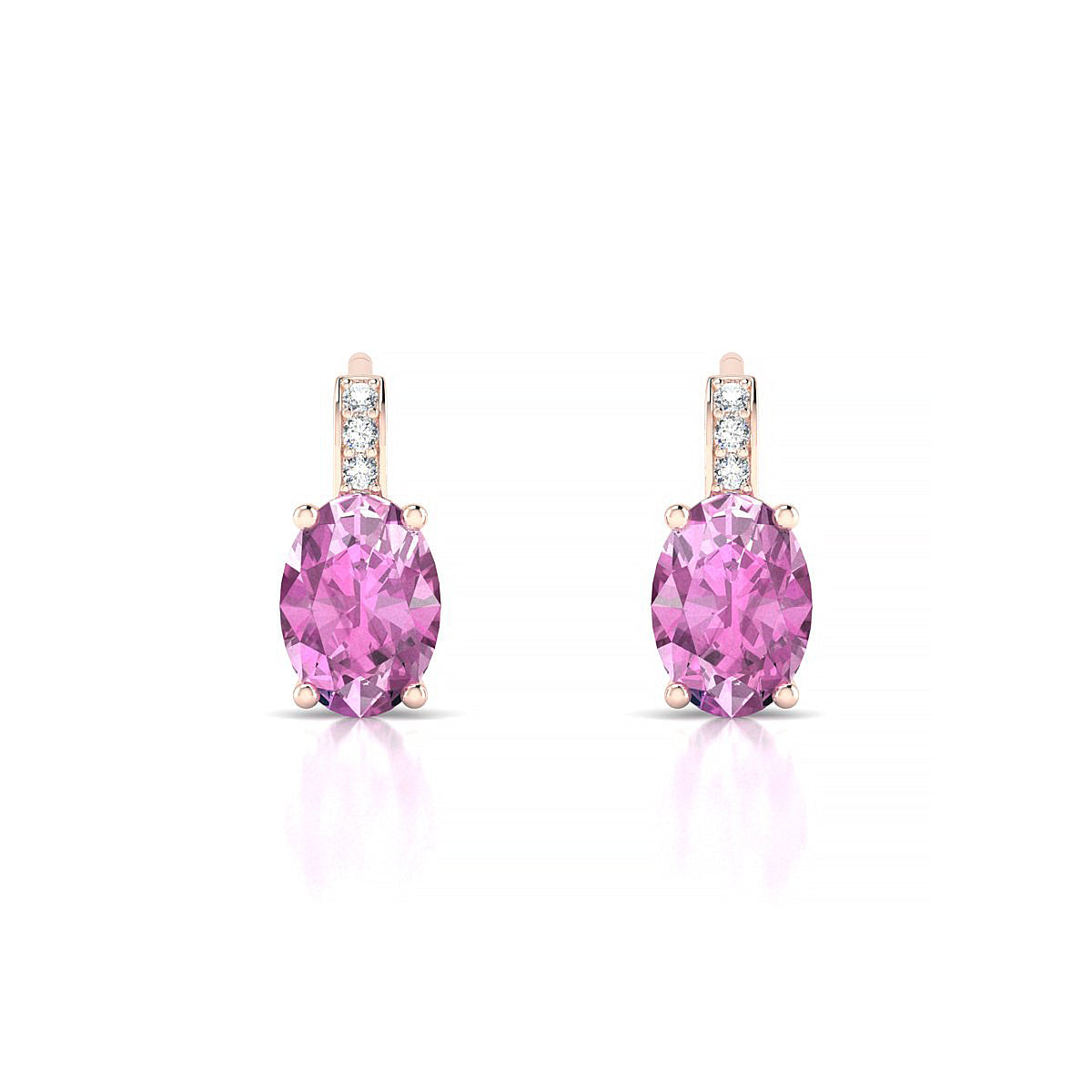 Exquisite | 18k Rose Gold 7 x 5 mm Oval Pink Sapphire Earrings