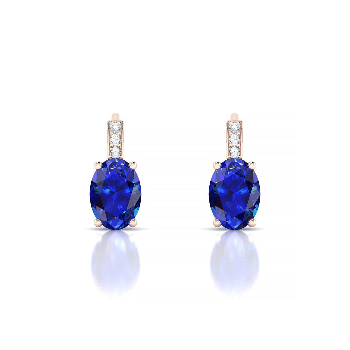 Exquisite | 18k Rose Gold 7 x 5 mm Oval Sapphire Earrings