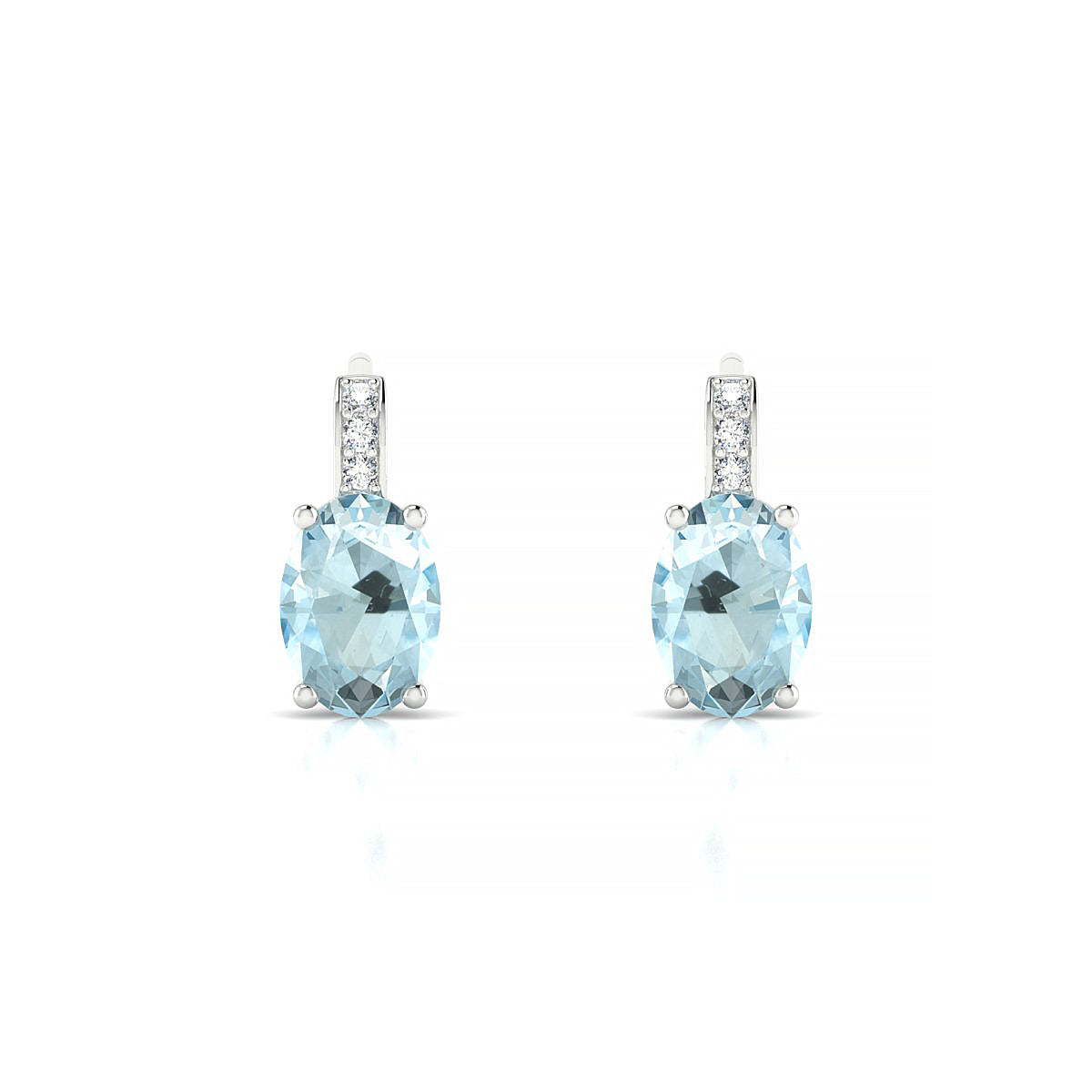 Exquisite | 18k White Gold 7 x 5 mm Oval Aquamarine Earrings