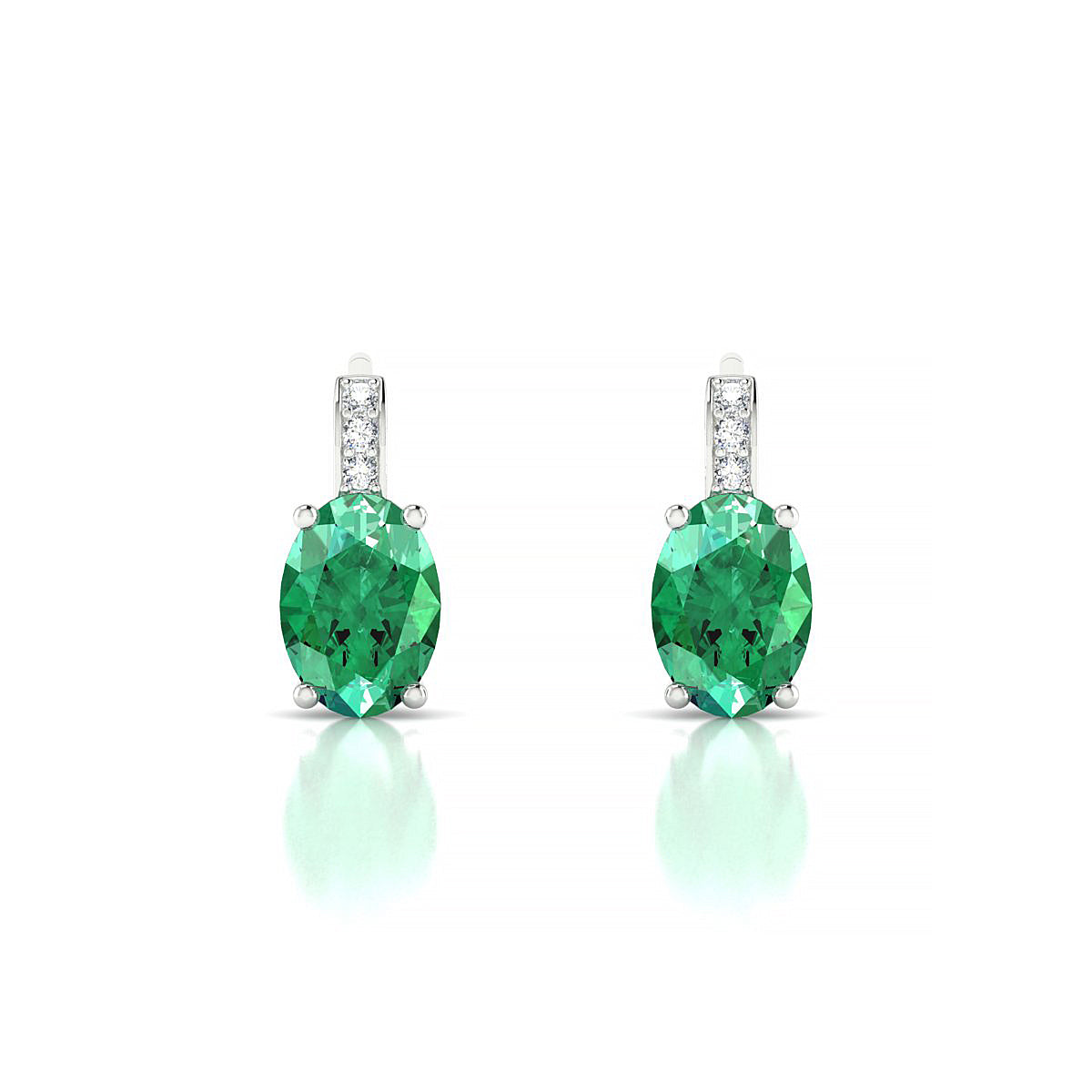 Exquisite | 18k White Gold 7 x 5 mm Oval Emerald Earrings