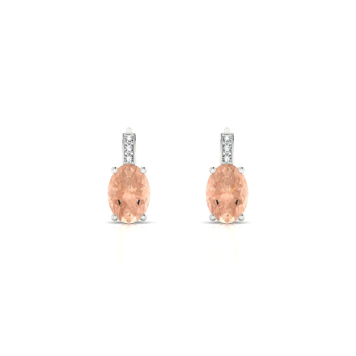 Exquisite | 18k White Gold 7 x 5 mm Oval Morganite Earrings
