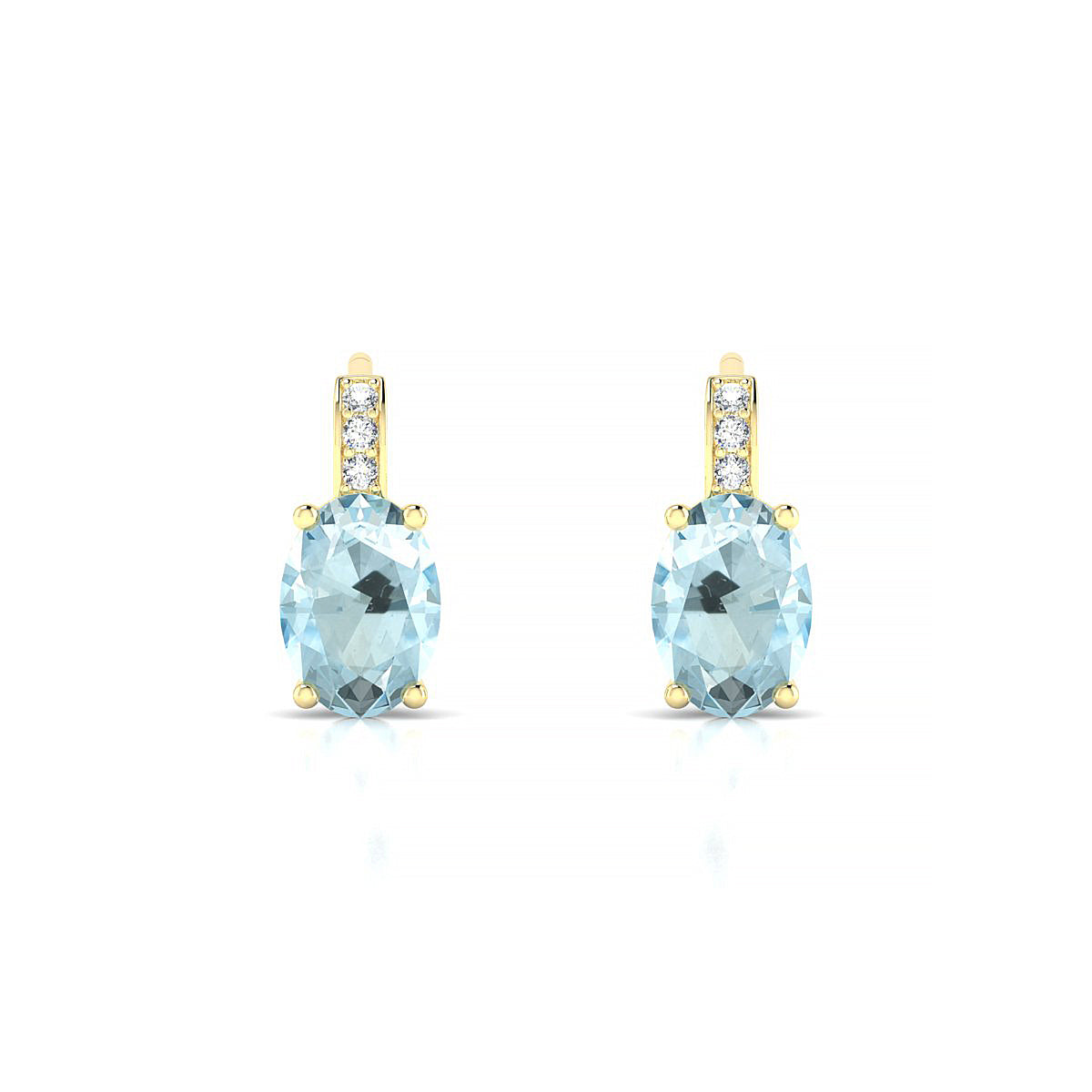 Exquisite | 18k Yellow Gold 7 x 5 mm Oval Aquamarine Earrings