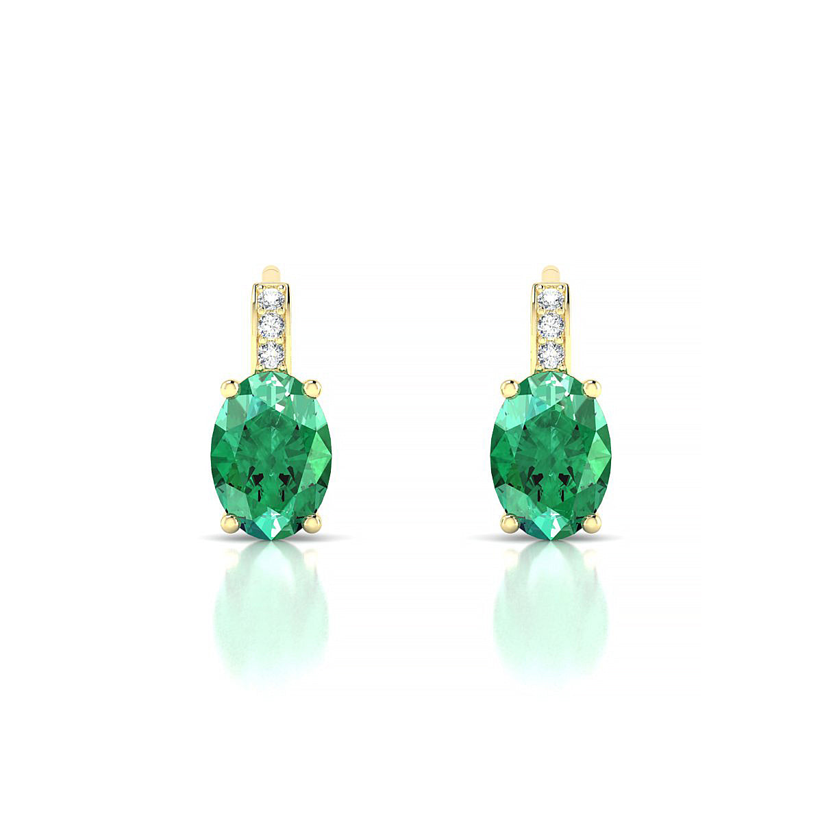 Exquisite | 18k Yellow Gold 7 x 5 mm Oval Emerald Earrings