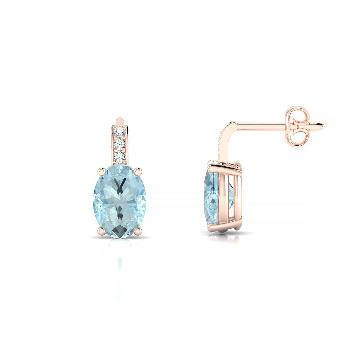 Exquisite | 18k Rose Gold 7 x 5 mm Oval Aquamarine Earrings