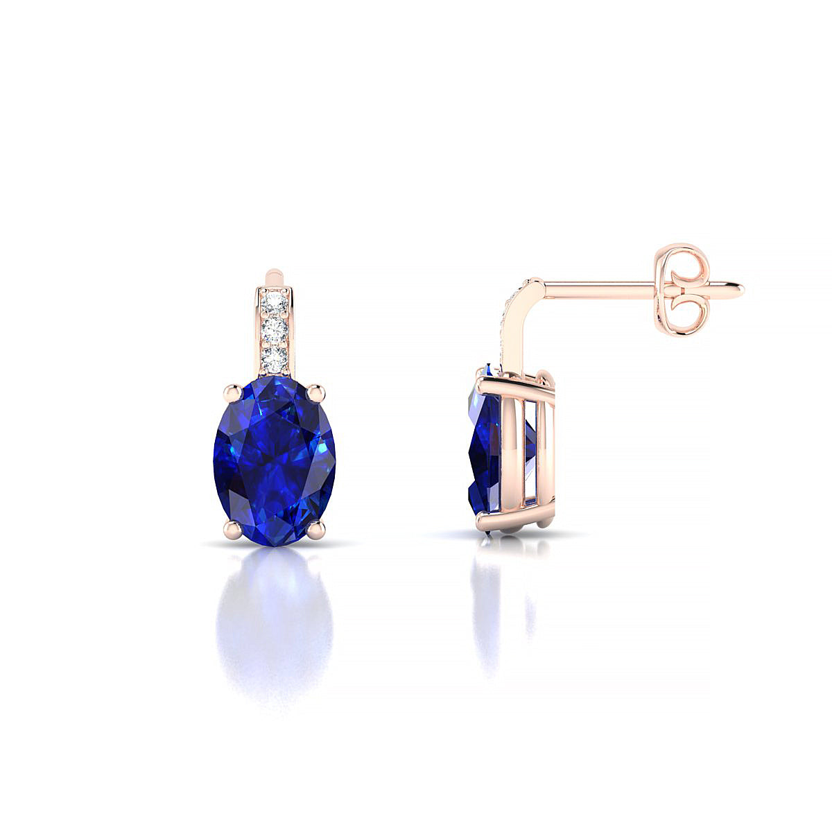 Exquisite | 18k Rose Gold 7 x 5 mm Oval Sapphire Earrings