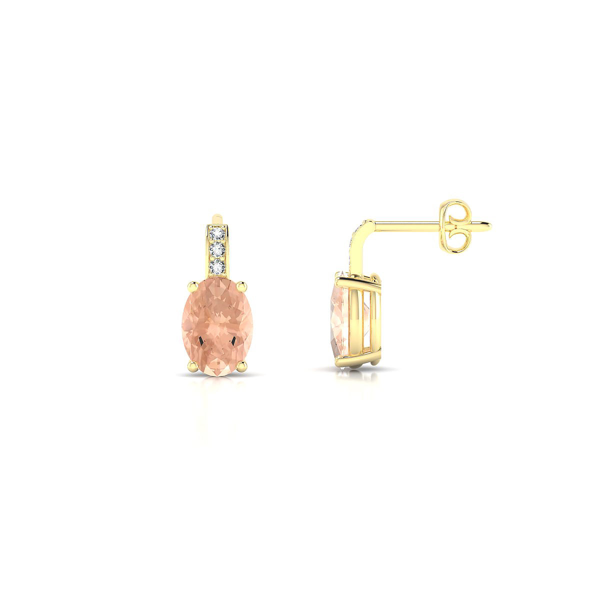 Exquisite | 18k Yellow Gold 7 x 5 mm Oval Morganite Earrings