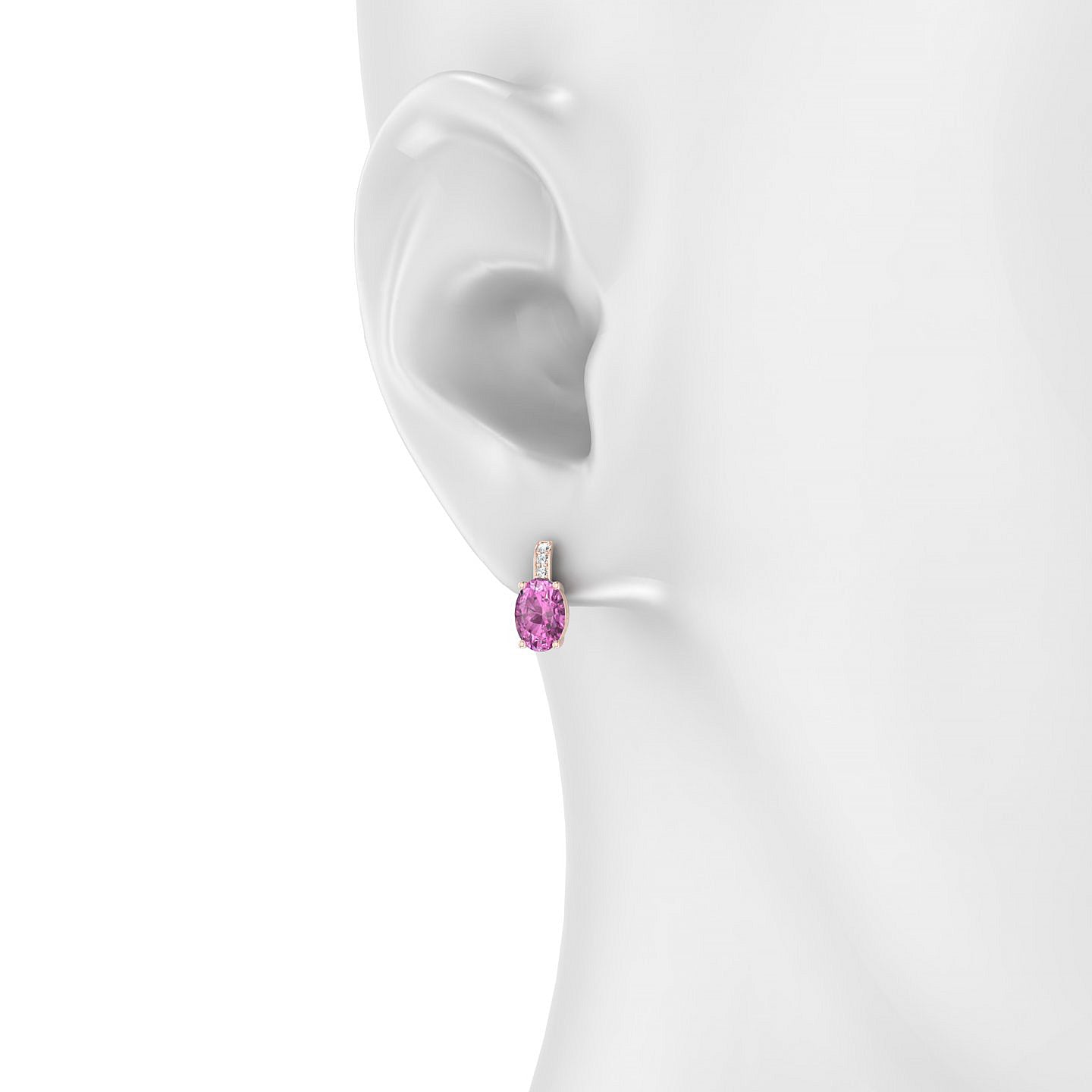 Exquisite | 18k Rose Gold 7 x 5 mm Oval Pink Sapphire Earrings
