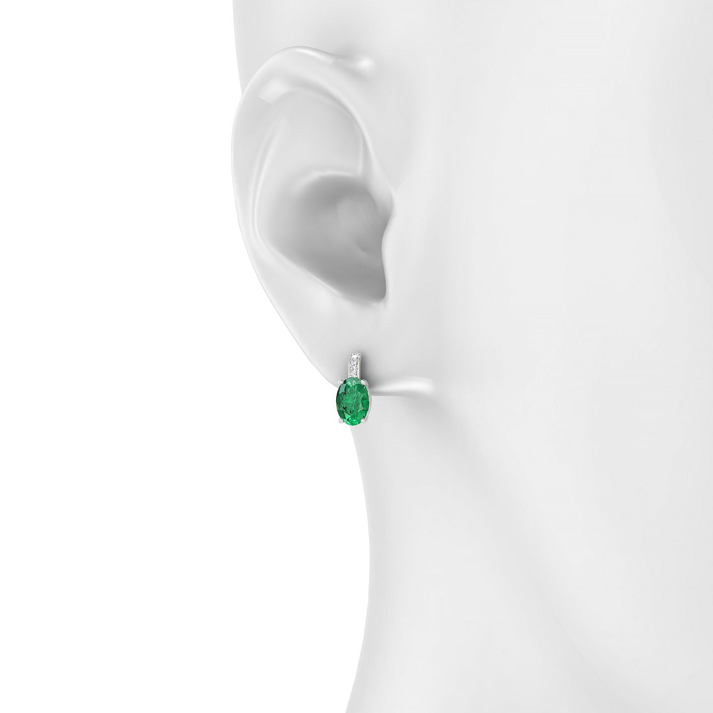 Exquisite | 18k White Gold 7 x 5 mm Oval Emerald Earrings