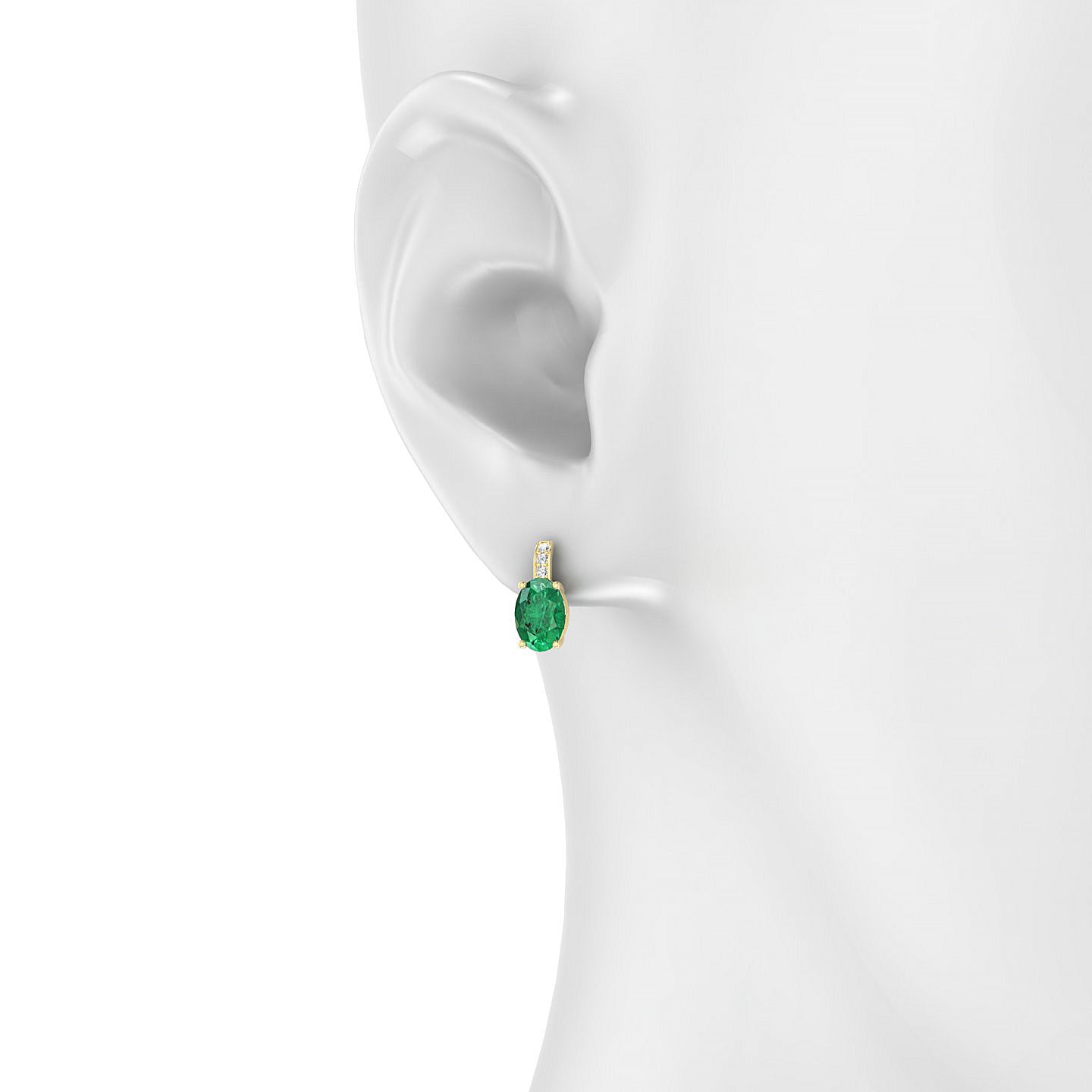 Exquisite | 18k Yellow Gold 7 x 5 mm Oval Emerald Earrings