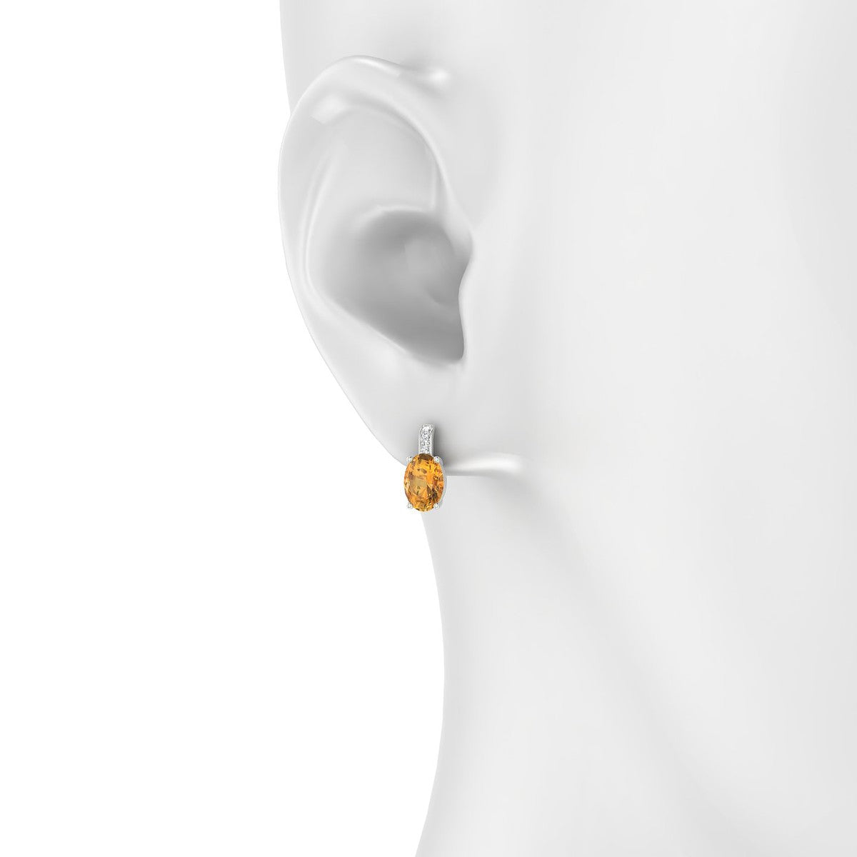 Exquisite | 18k White Gold 7 x 5 mm Oval Citrine Earrings