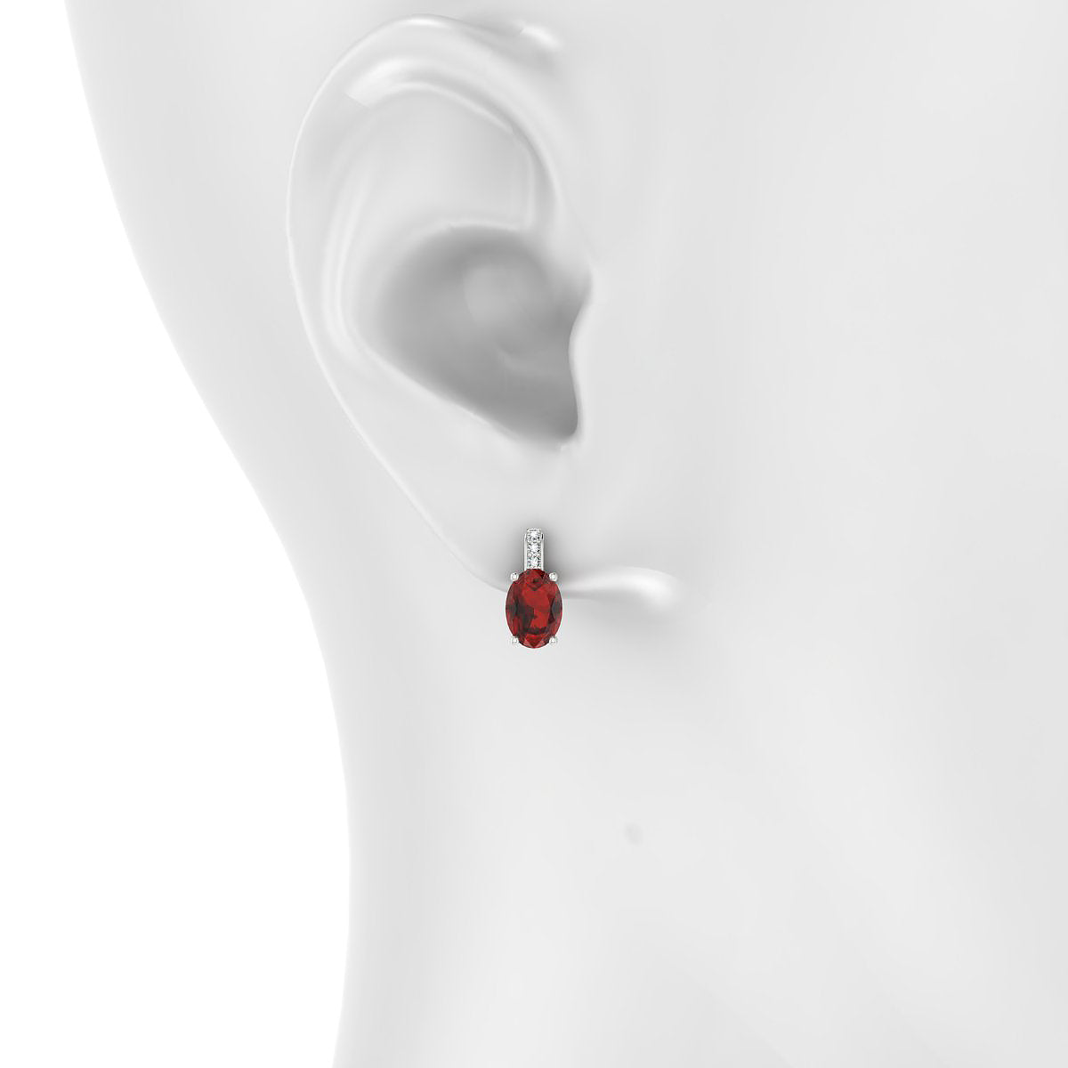 Exquisite | 18k White Gold 7 x 5 mm Oval Garnet Earrings