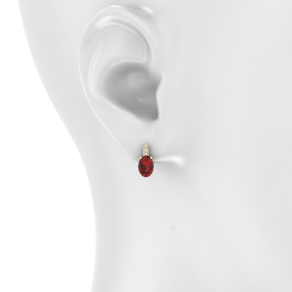 Exquisite | 18k Yellow Gold 7 x 5 mm Oval Garnet Earrings