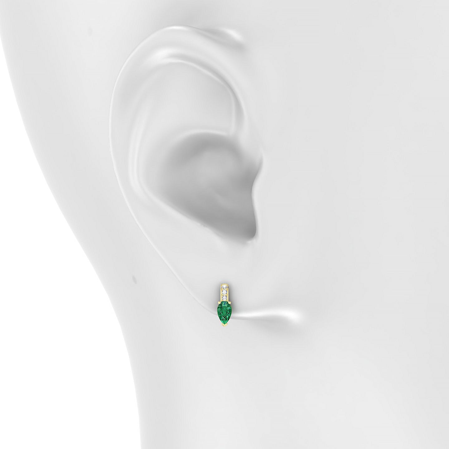 Exquisite | 18k Yellow Gold 5 x 3 mm Pear Emerald Earrings