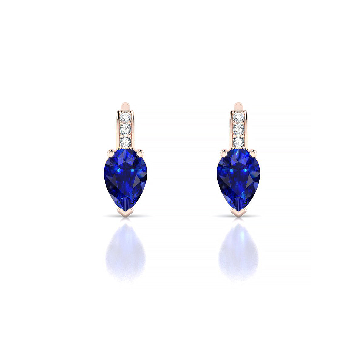 Exquisite | 18k Rose Gold 6 x 4 mm Pear Sapphire Earrings