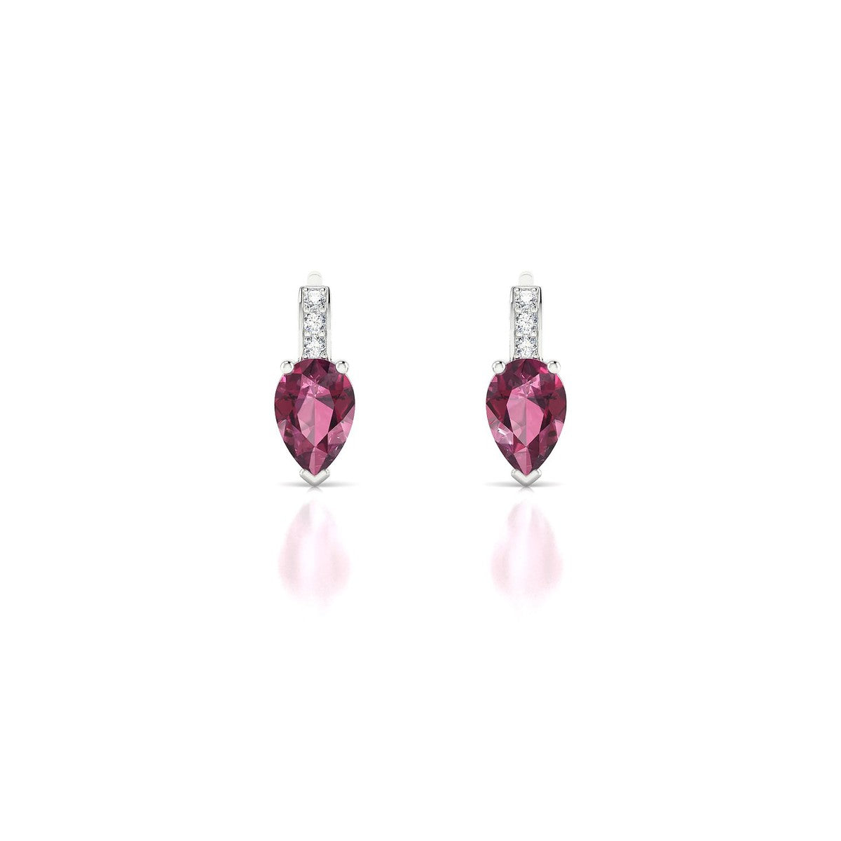 Exquisite | 18k White Gold 6 x 4 mm Pear Rhodolite Earrings