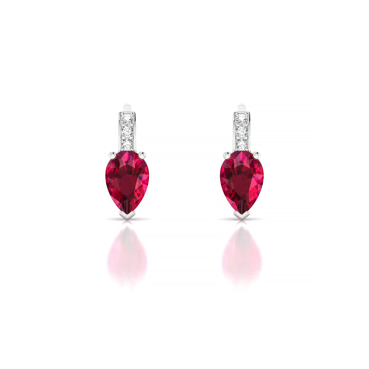 Exquisite | 18k White Gold 6 x 4 mm Pear Ruby Earrings