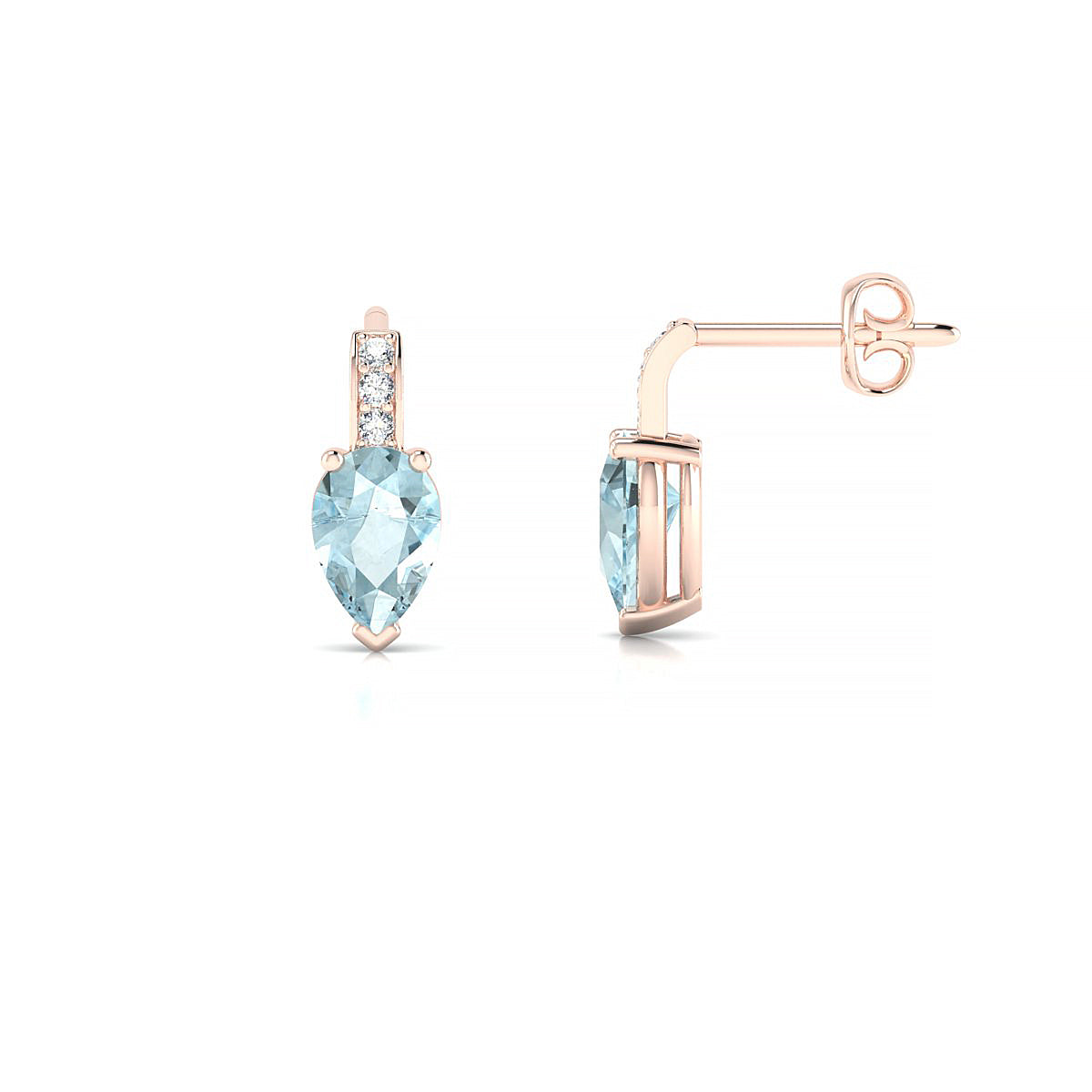 Exquisite | 18k Rose Gold 6 x 4 mm Pear Aquamarine Earrings