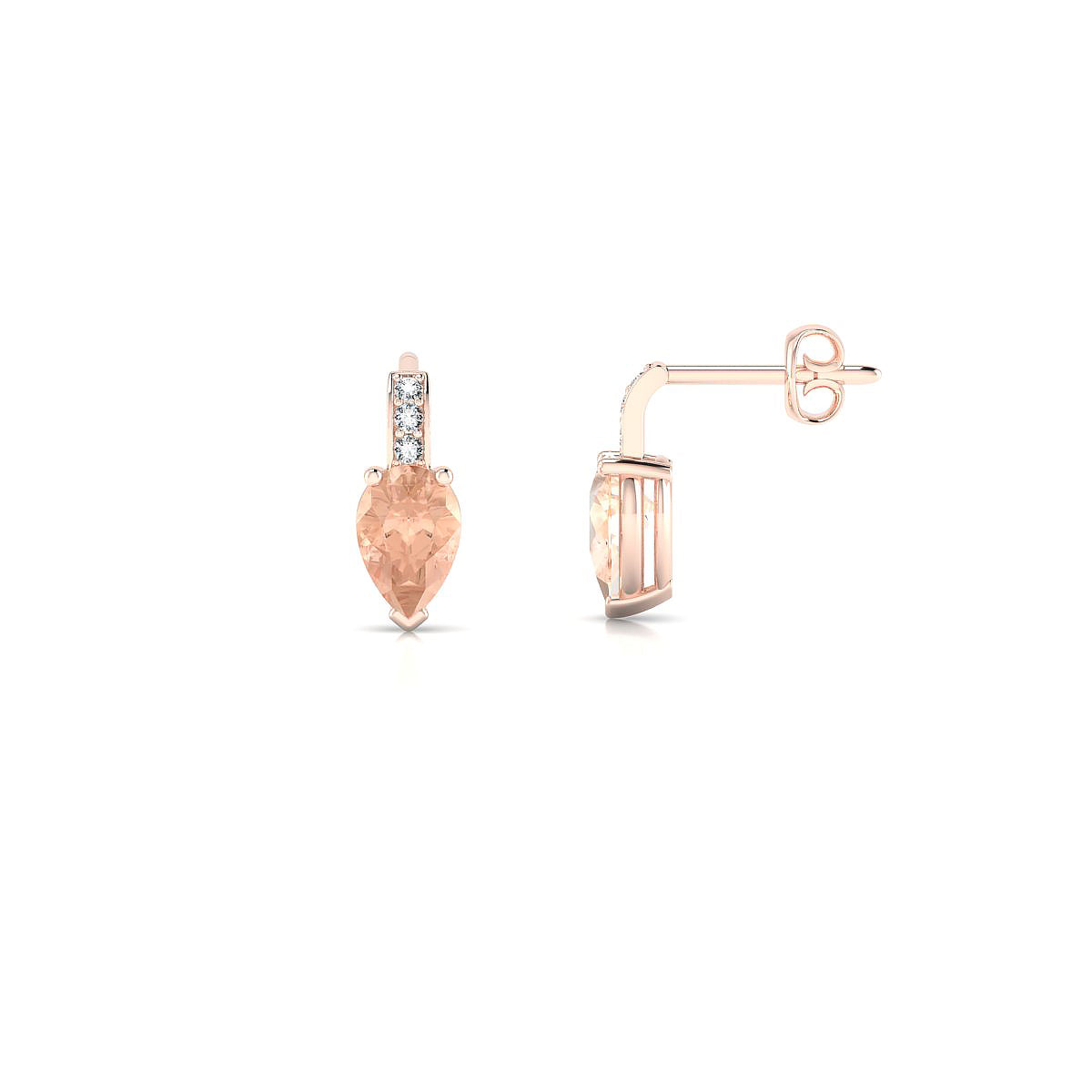 Exquisite | 18k Rose Gold 6 x 4 mm Pear Morganite Earrings