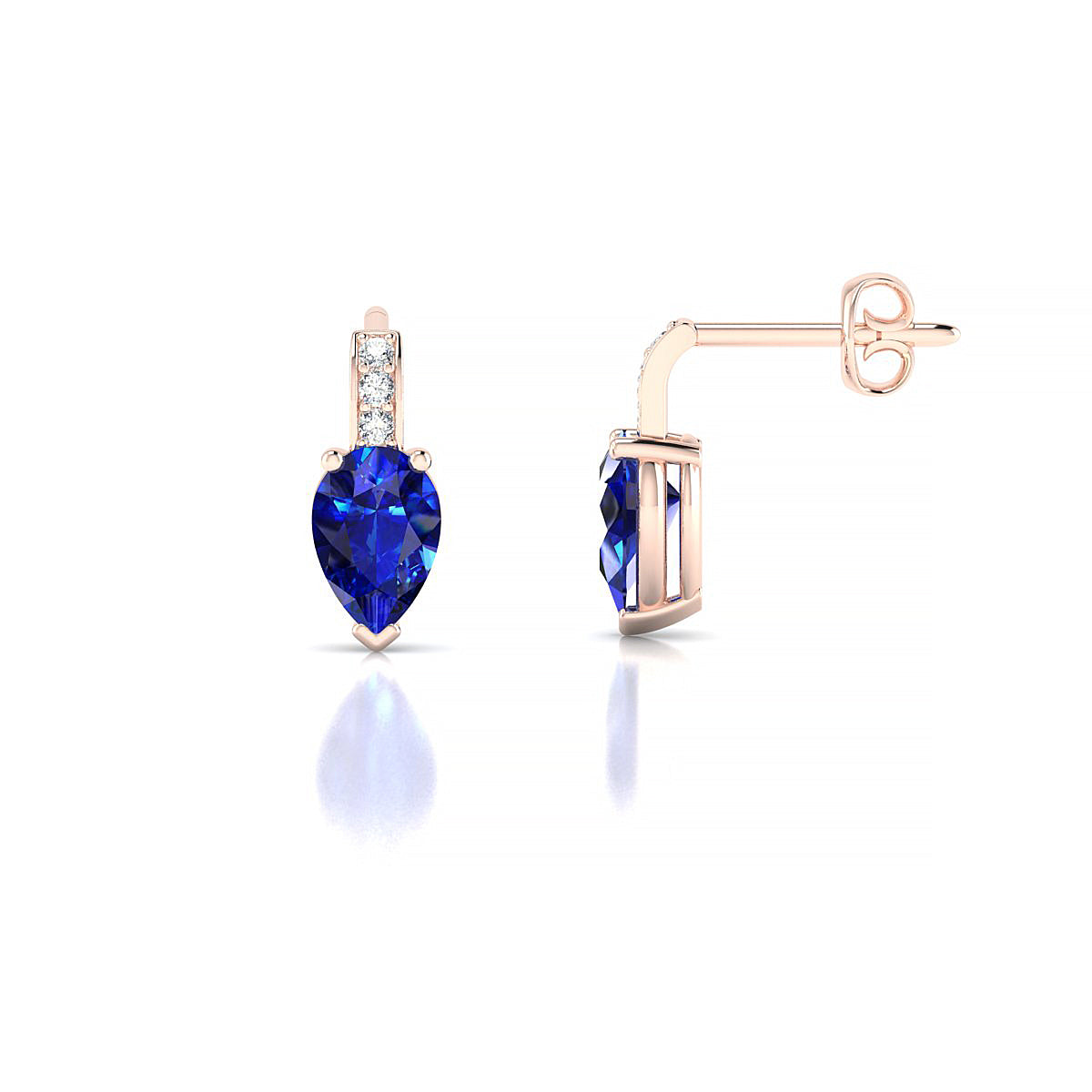 Exquisite | 18k Rose Gold 6 x 4 mm Pear Sapphire Earrings