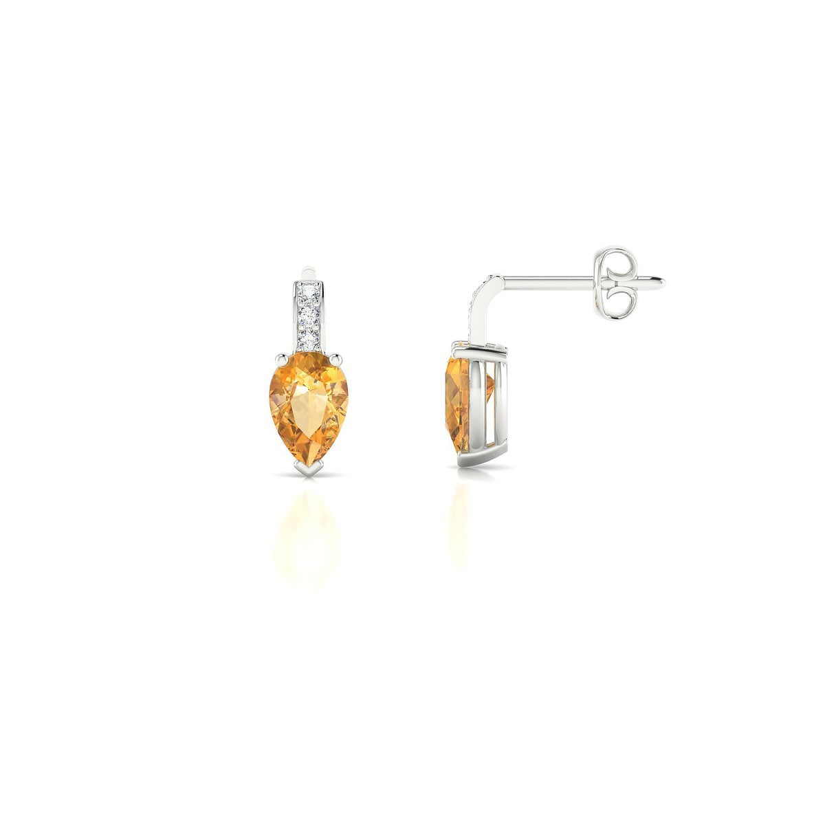 Exquisite | 18k White Gold 6 x 4 mm Pear Citrine Earrings