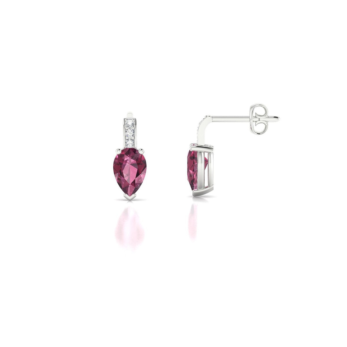 Exquisite | 18k White Gold 6 x 4 mm Pear Rhodolite Earrings