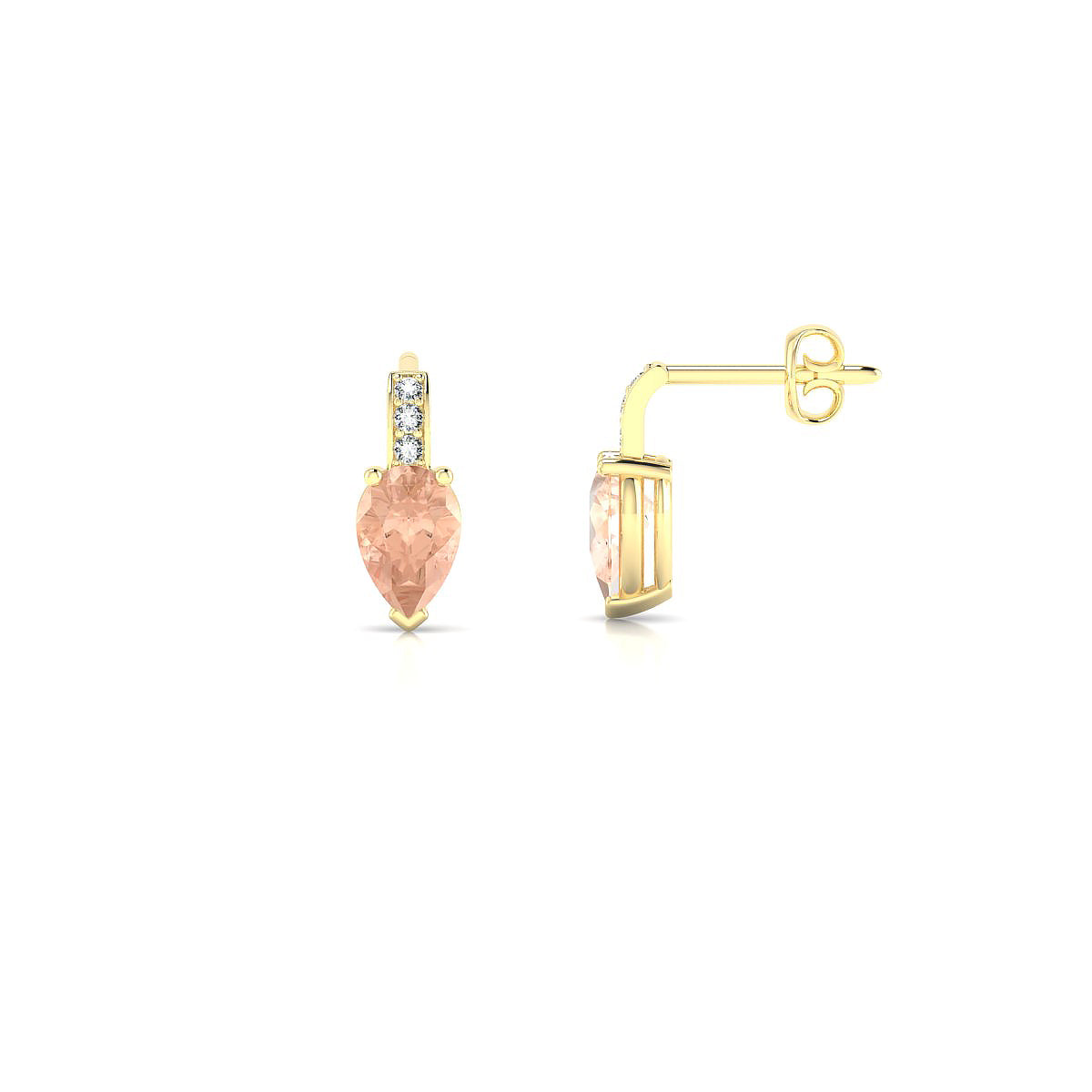 Exquisite | 18k Yellow Gold 6 x 4 mm Pear Morganite Earrings
