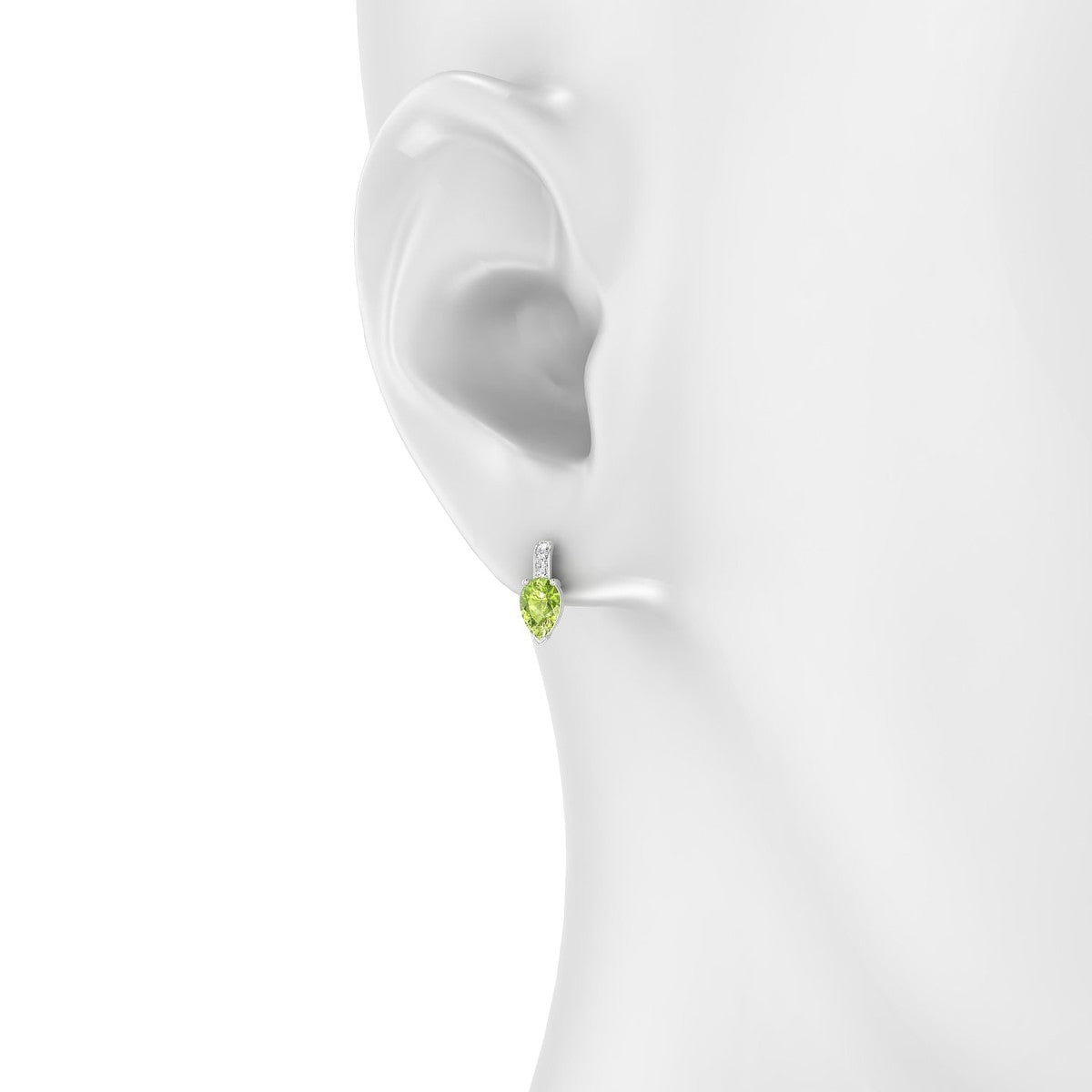 Exquisite | 18k White Gold 6 x 4 mm Pear Peridot Earrings