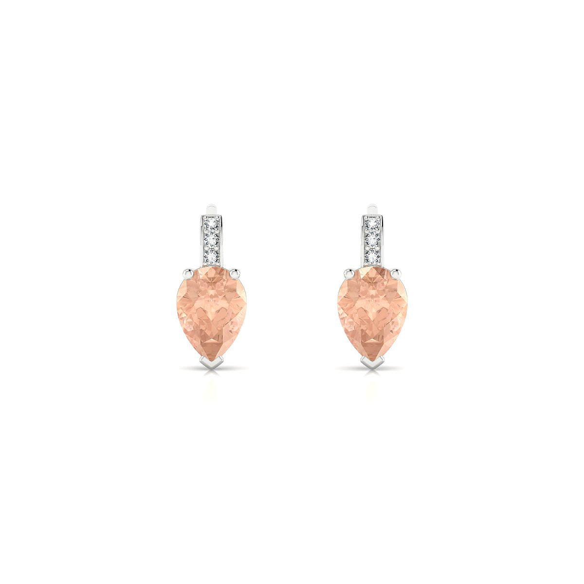 Exquisite | 18k White Gold 7 x 5 mm Pear Morganite Earrings