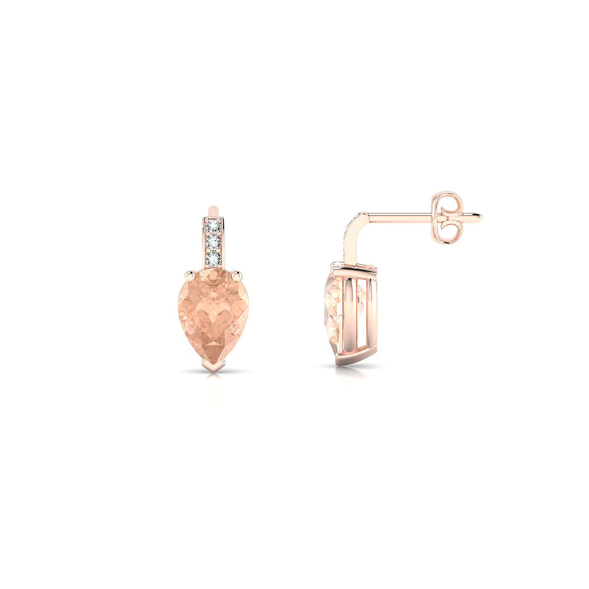 Exquisite | 18k Rose Gold 7 x 5 mm Pear Morganite Earrings