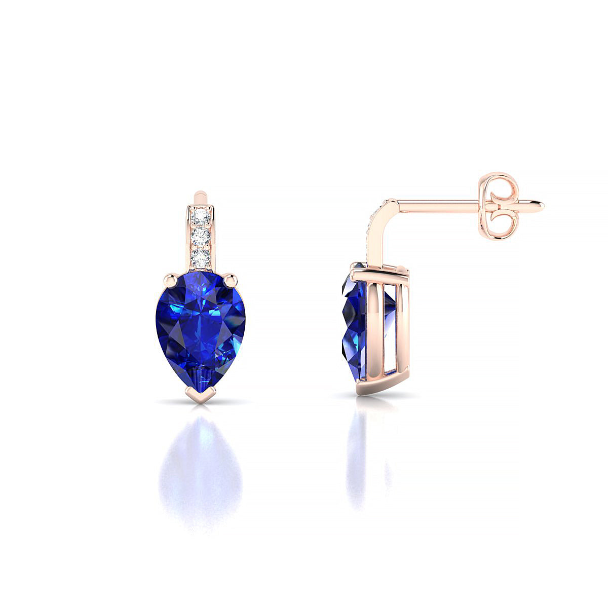 Exquisite | 18k Rose Gold 7 x 5 mm Pear Sapphire Earrings