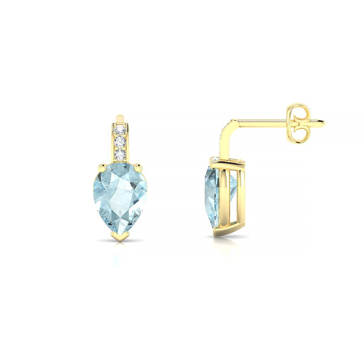 Exquisite | 18k Yellow Gold 7 x 5 mm Pear Aquamarine Earrings