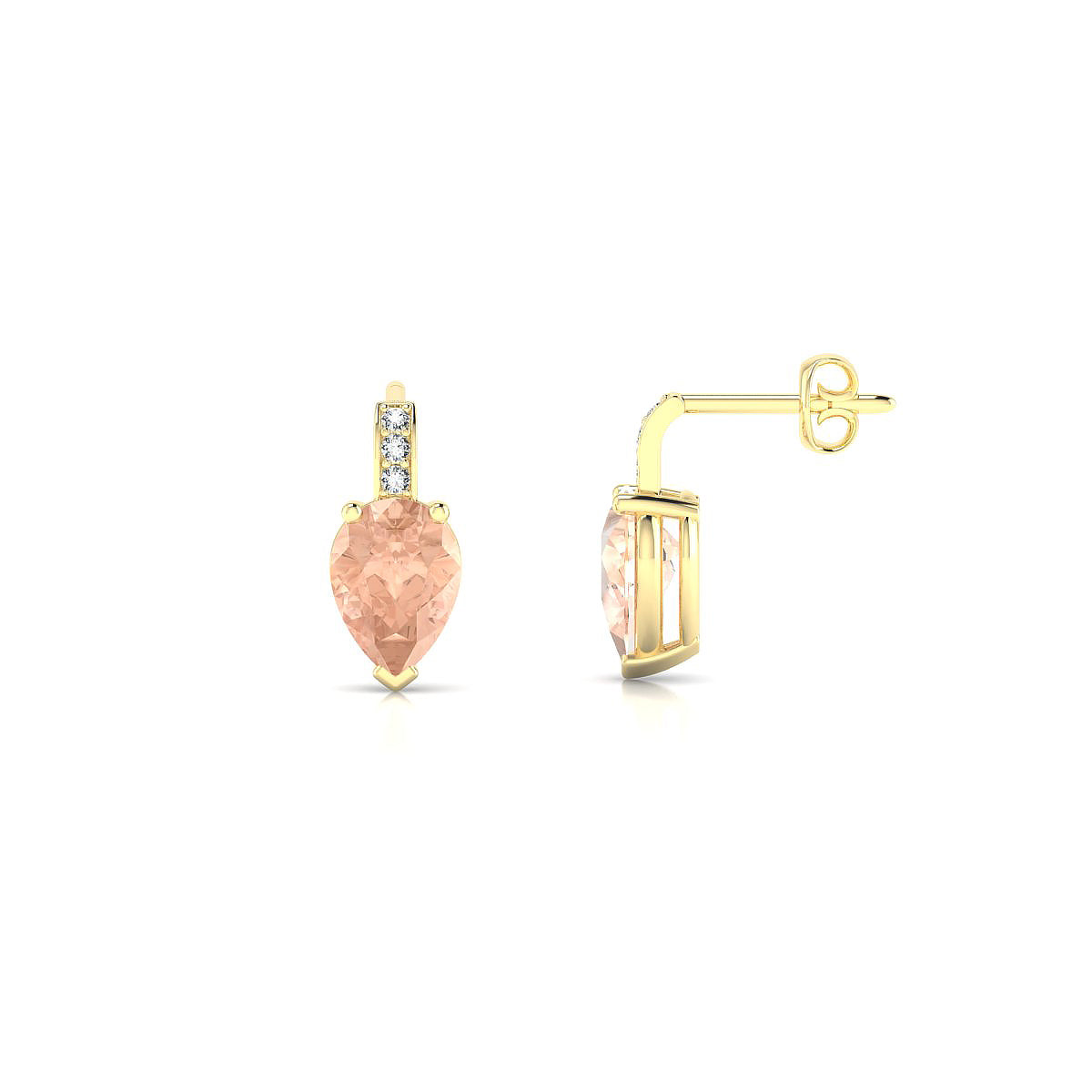 Exquisite | 18k Yellow Gold 7 x 5 mm Pear Morganite Earrings