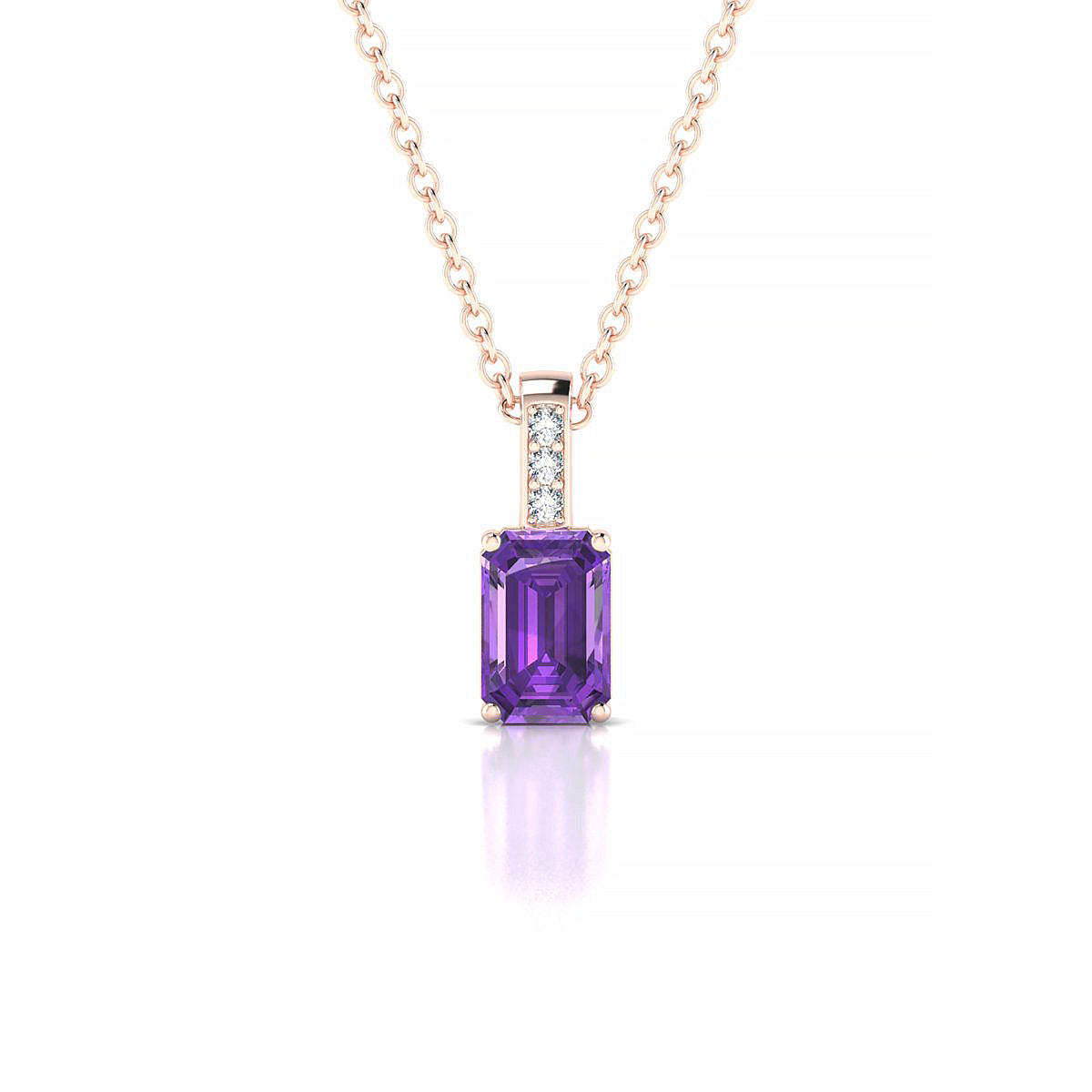 Exquisite | 18k Rose Gold 6 x 4 mm Emerald Amethyst Pendant