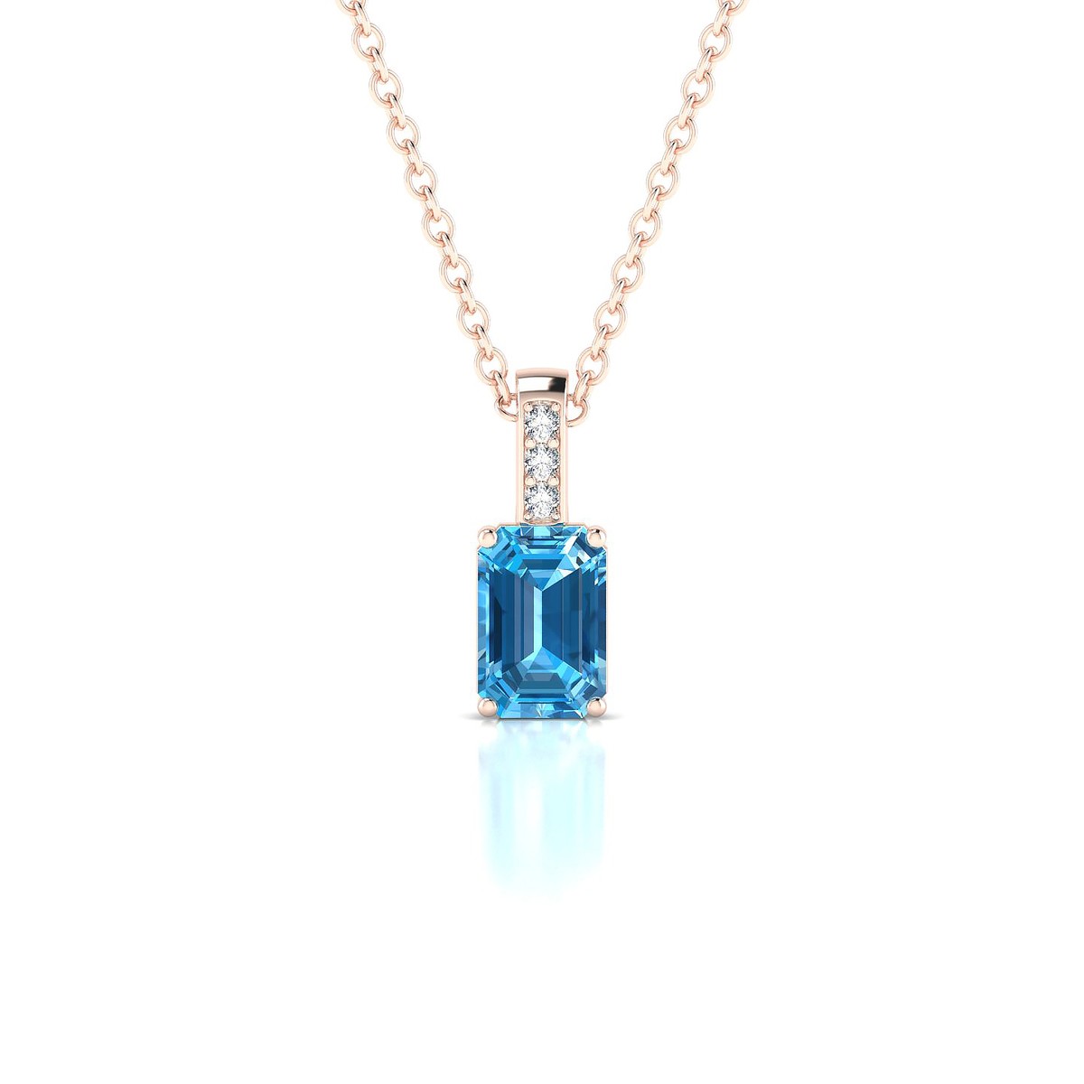 Exquisite | 18k Rose Gold 6 x 4 mm Emerald Topaz Pendant