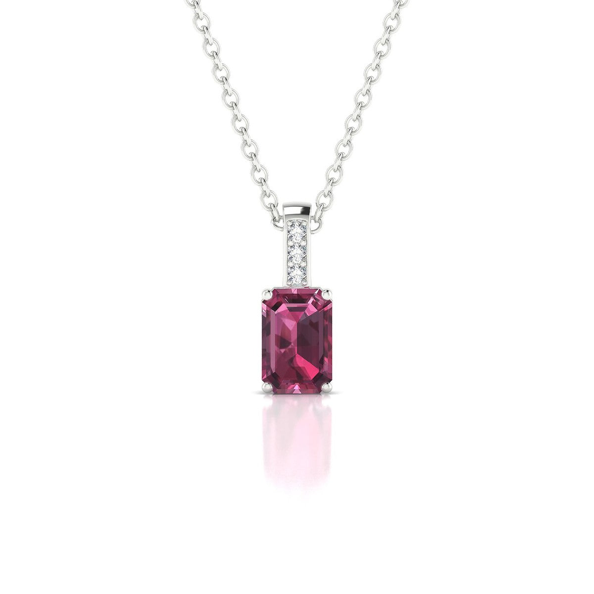 Exquisite | 18k White Gold 6 x 4 mm Emerald Rhodolite Pendant