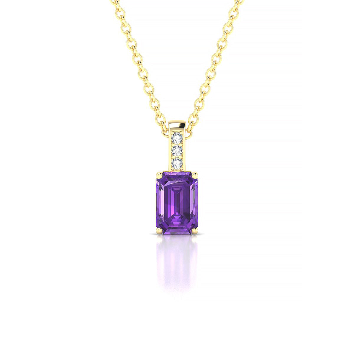 Exquisite | 18k Yellow Gold 6 x 4 mm Emerald Amethyst Pendant
