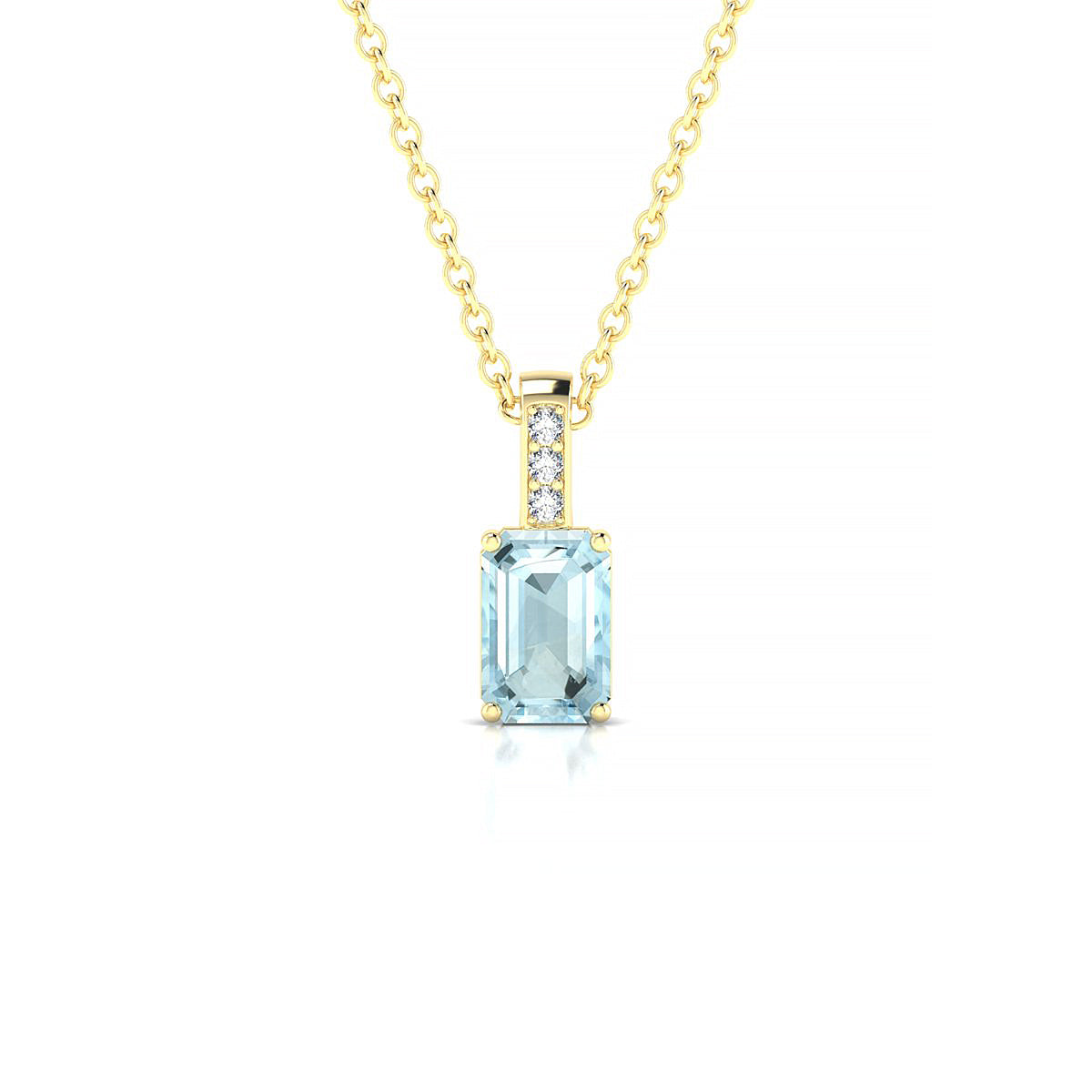 Exquisite | 18k Yellow Gold 6 x 4 mm Emerald Aquamarine Pendant