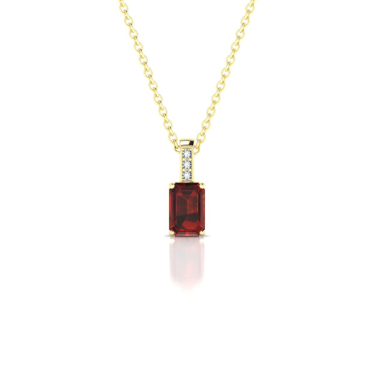 Exquisite | 18k Yellow Gold 6 x 4 mm Emerald Garnet Pendant