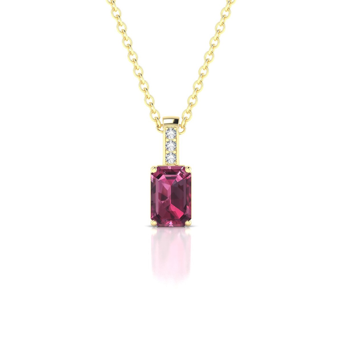Exquisite | 18k Yellow Gold 6 x 4 mm Emerald Rhodolite Pendant