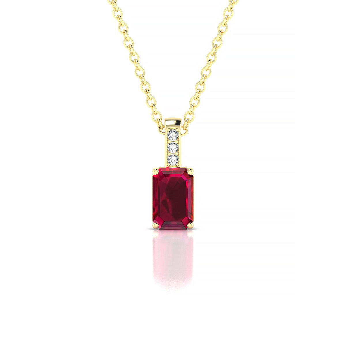 Exquisite | 18k Yellow Gold 6 x 4 mm Emerald Ruby Pendant