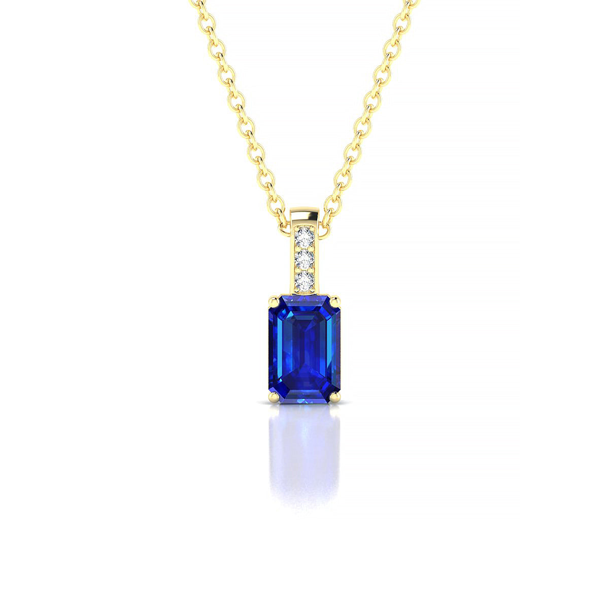 Exquisite | 18k Yellow Gold 6 x 4 mm Emerald Sapphire Pendant
