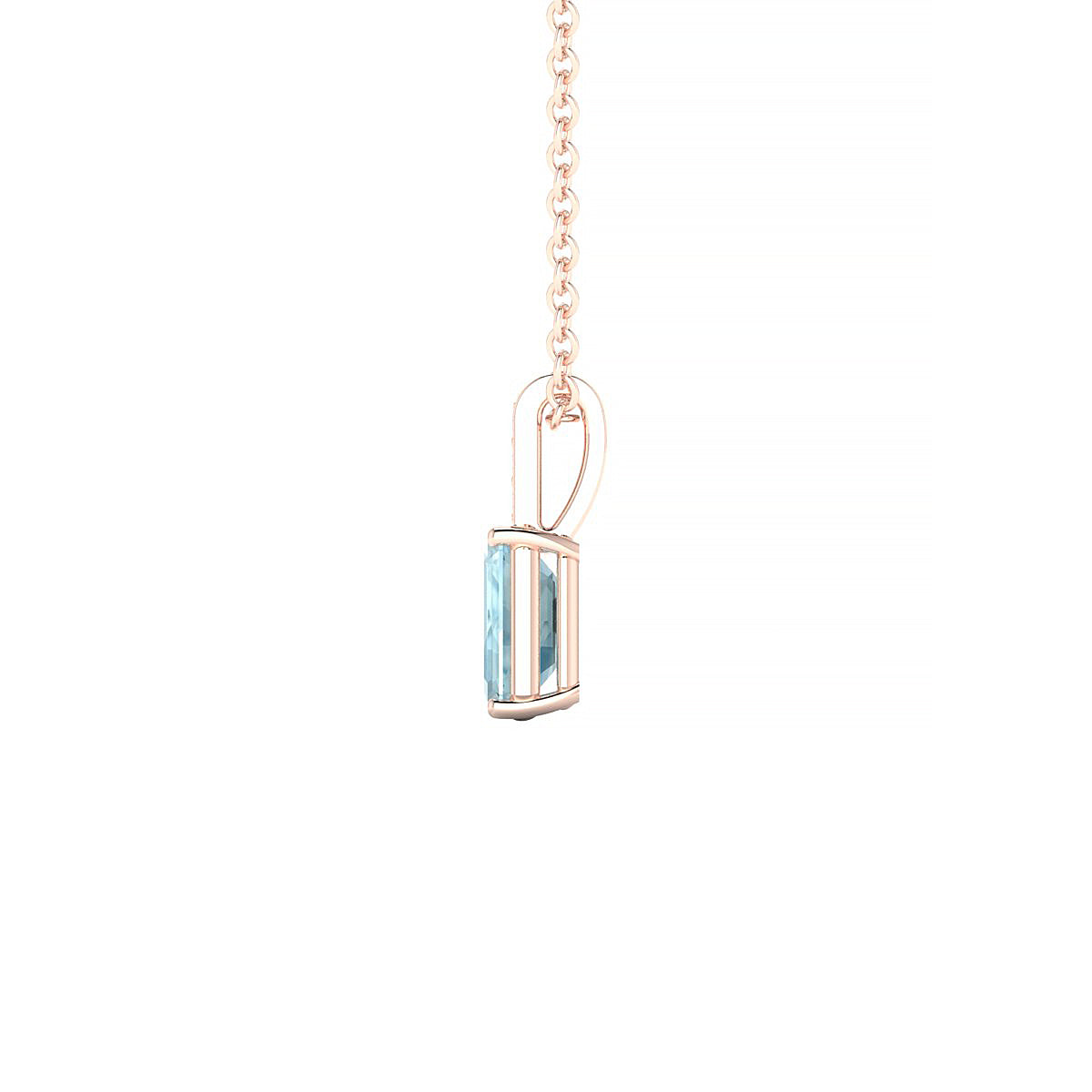 Exquisite | 18k Rose Gold 6 x 4 mm Emerald Aquamarine Pendant